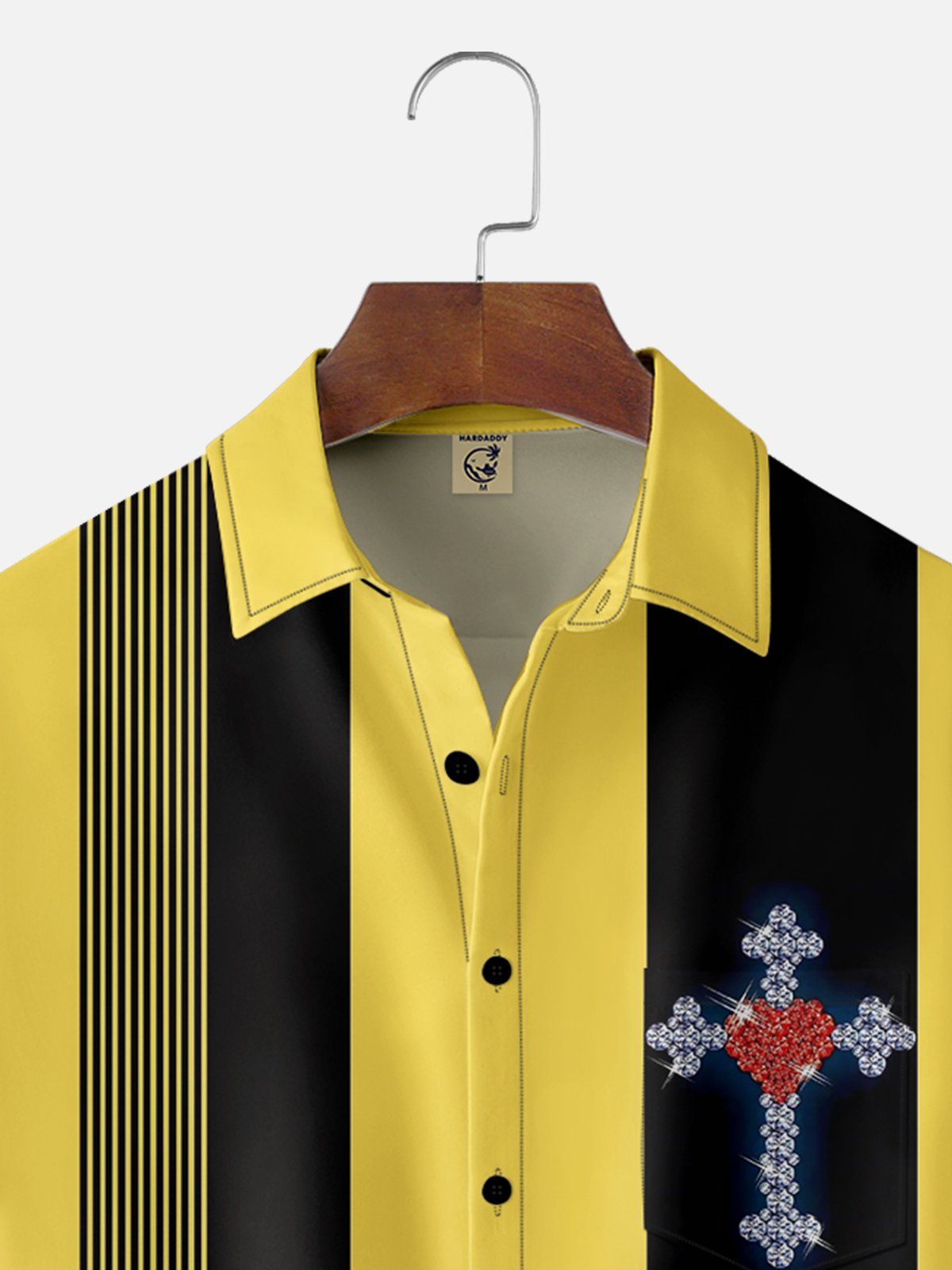 Moisture-wicking Religious Jesus Cross Chest Pocket Bowling Shirt