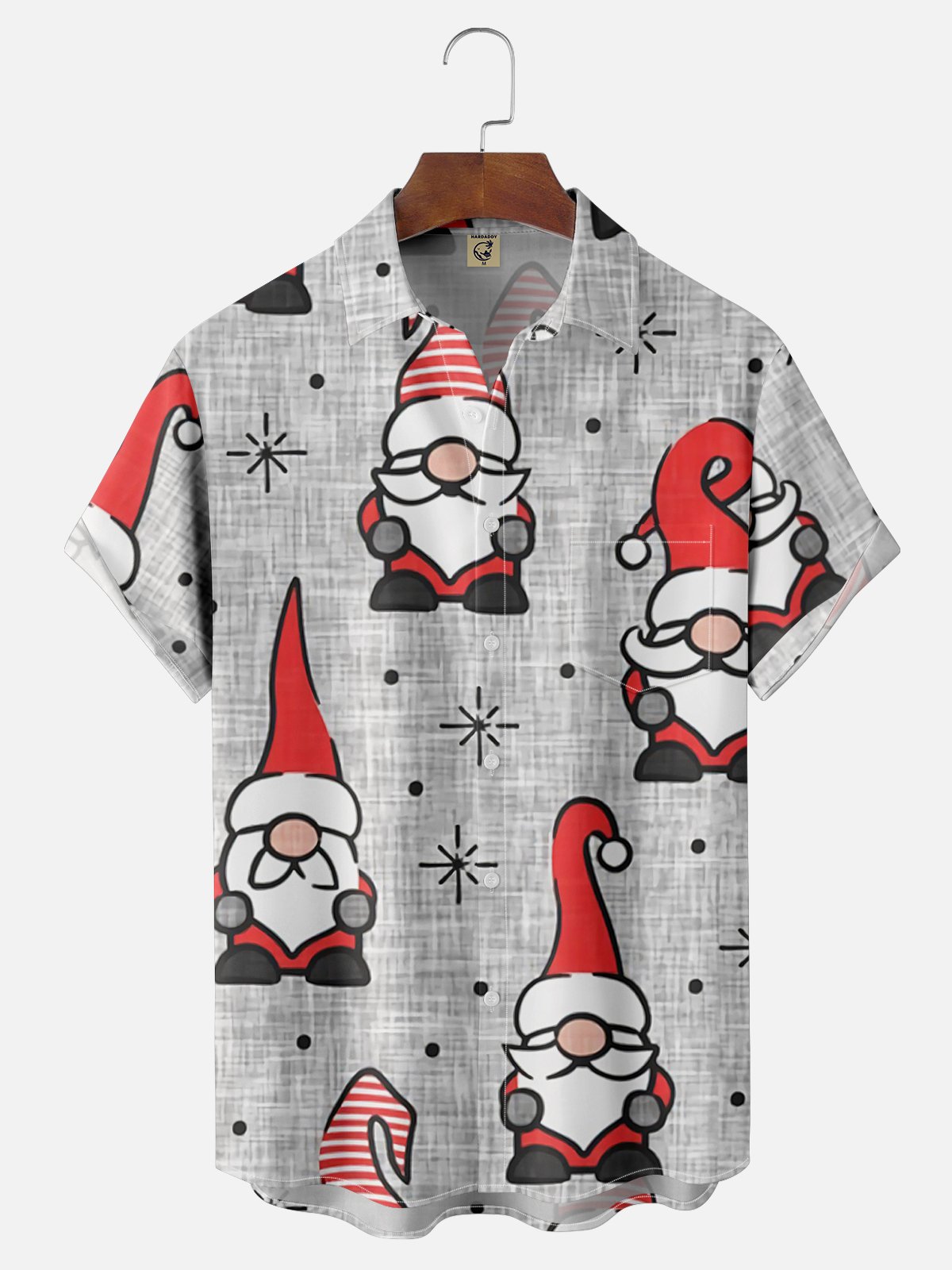 Short Sleeves Dwarf Santa Claus Print Shirt