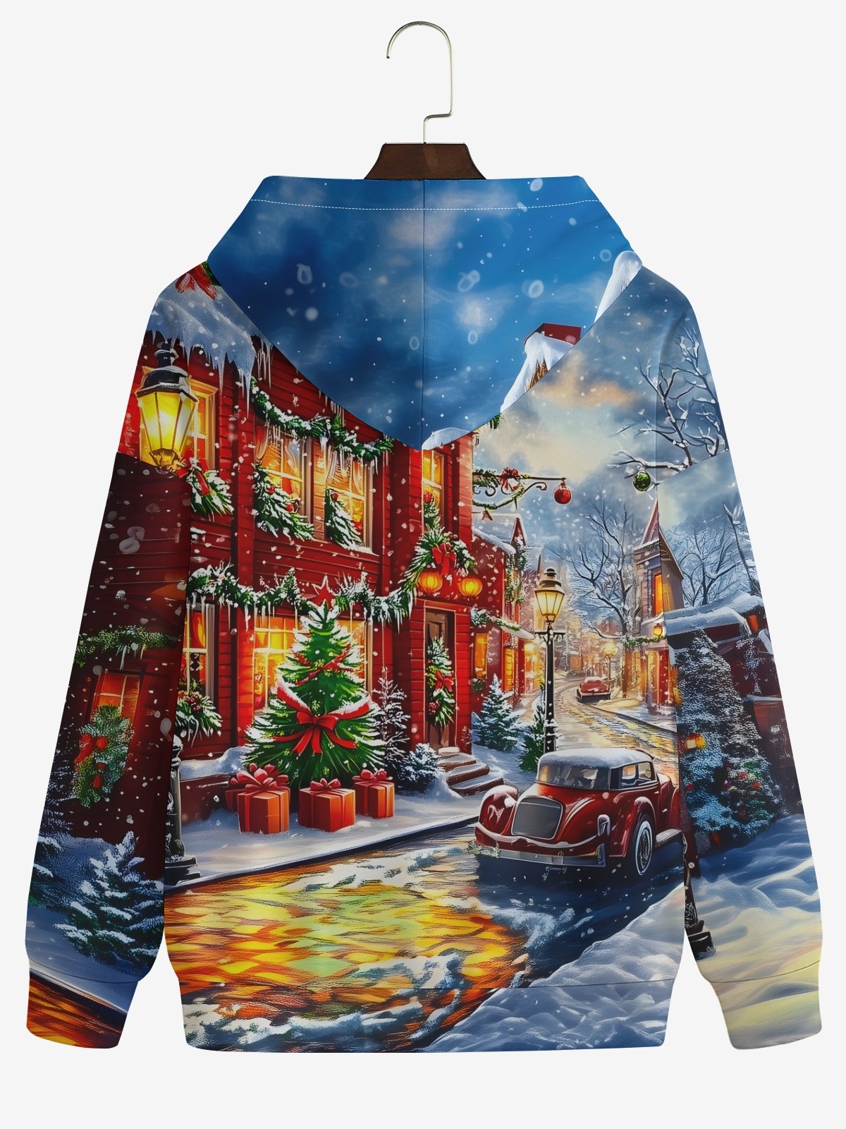 Christmas Tree Street Scene Hoodie Sweatshirt