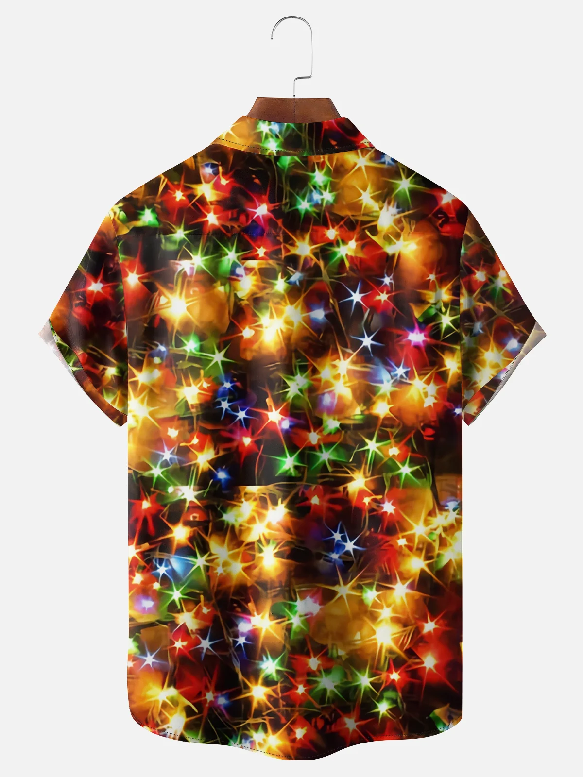 Moisture Wicking Christmas Lights Chest Pocket Hawaiian Shirt