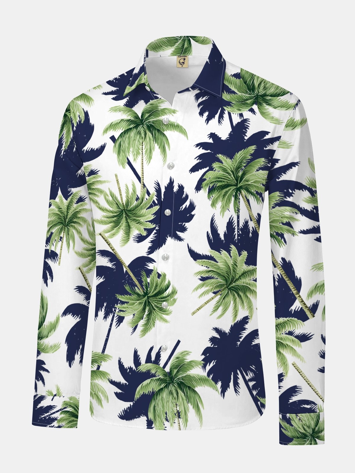 Coconut Tree Regular Fit Long Sleeve Casual Tropical Dress Shirt