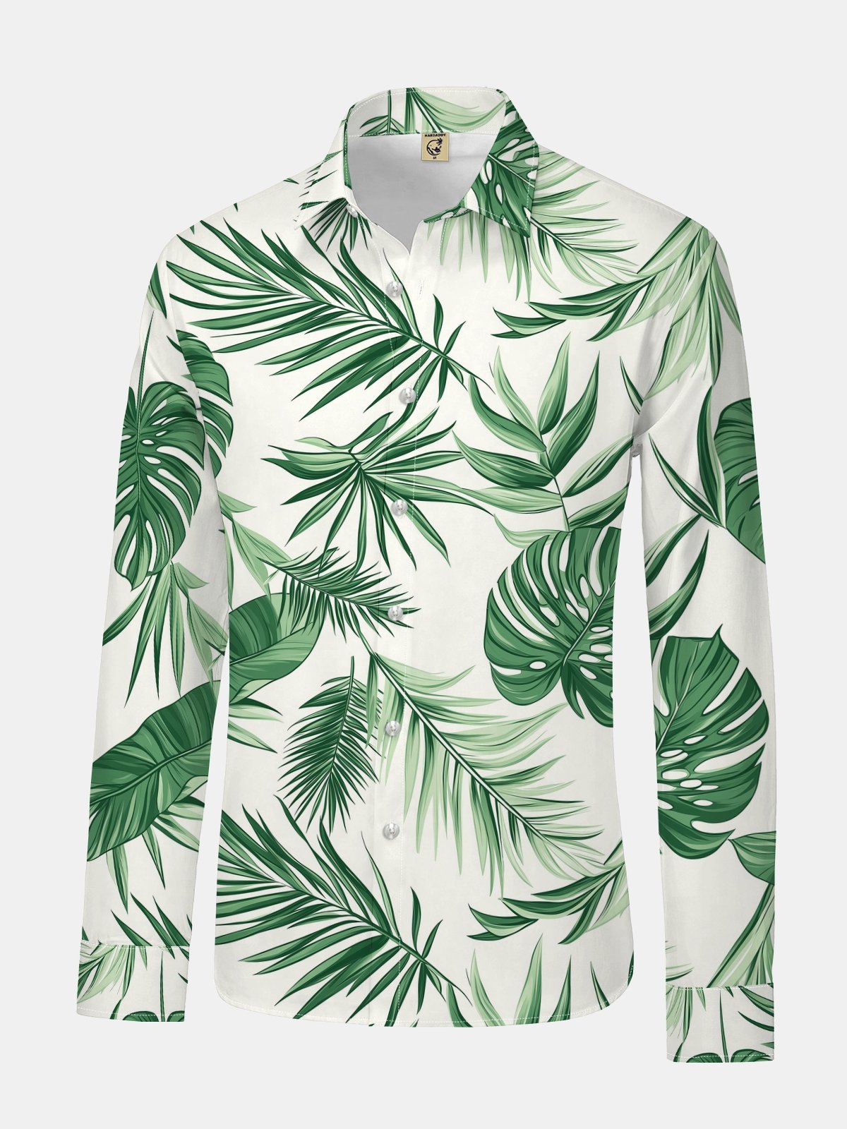 Palm Tree Regular Fit Long Sleeve Casual Tropical Dress Shirt