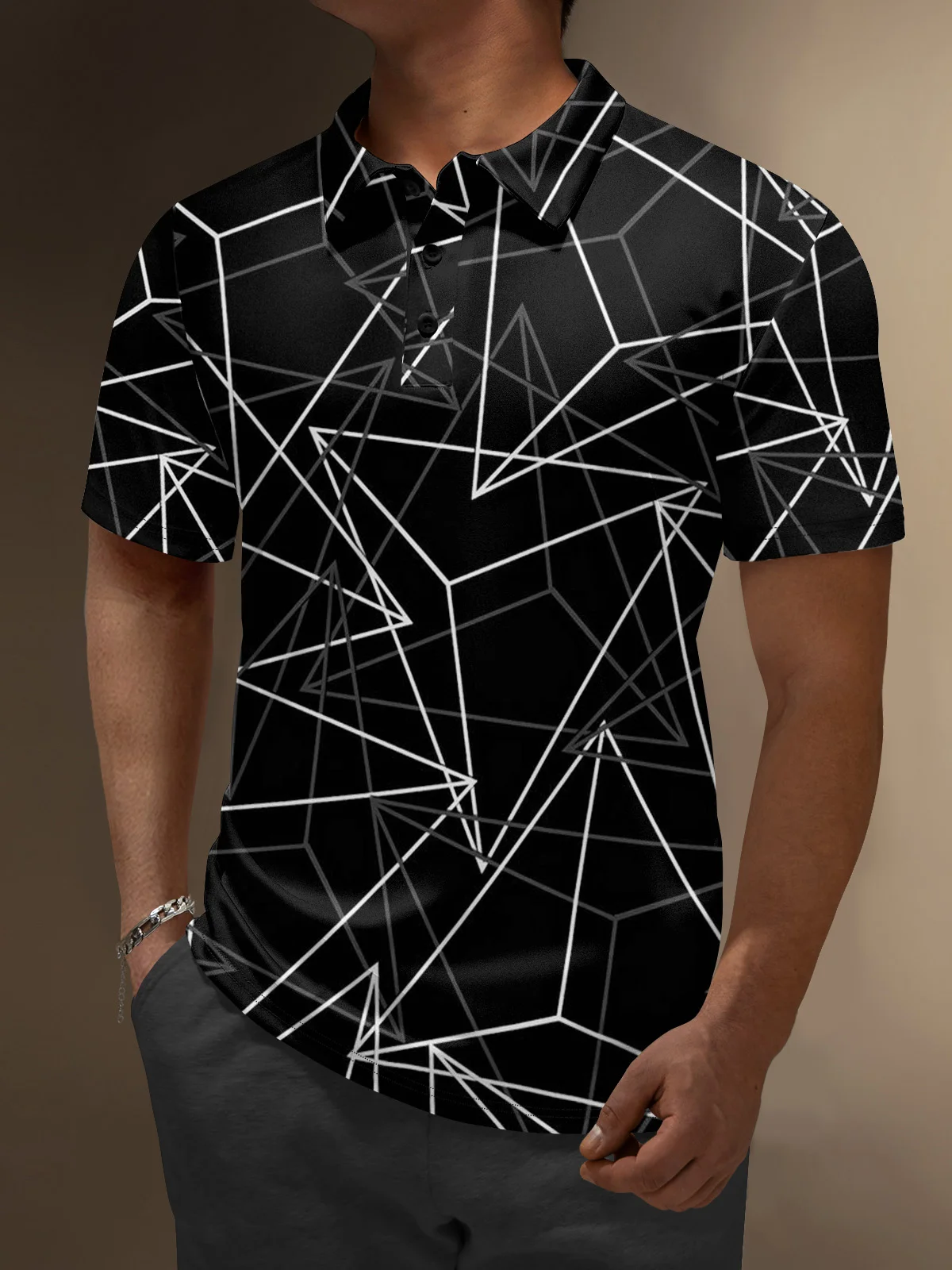 Moisture Wicking Geometric Polygon Golf Polo