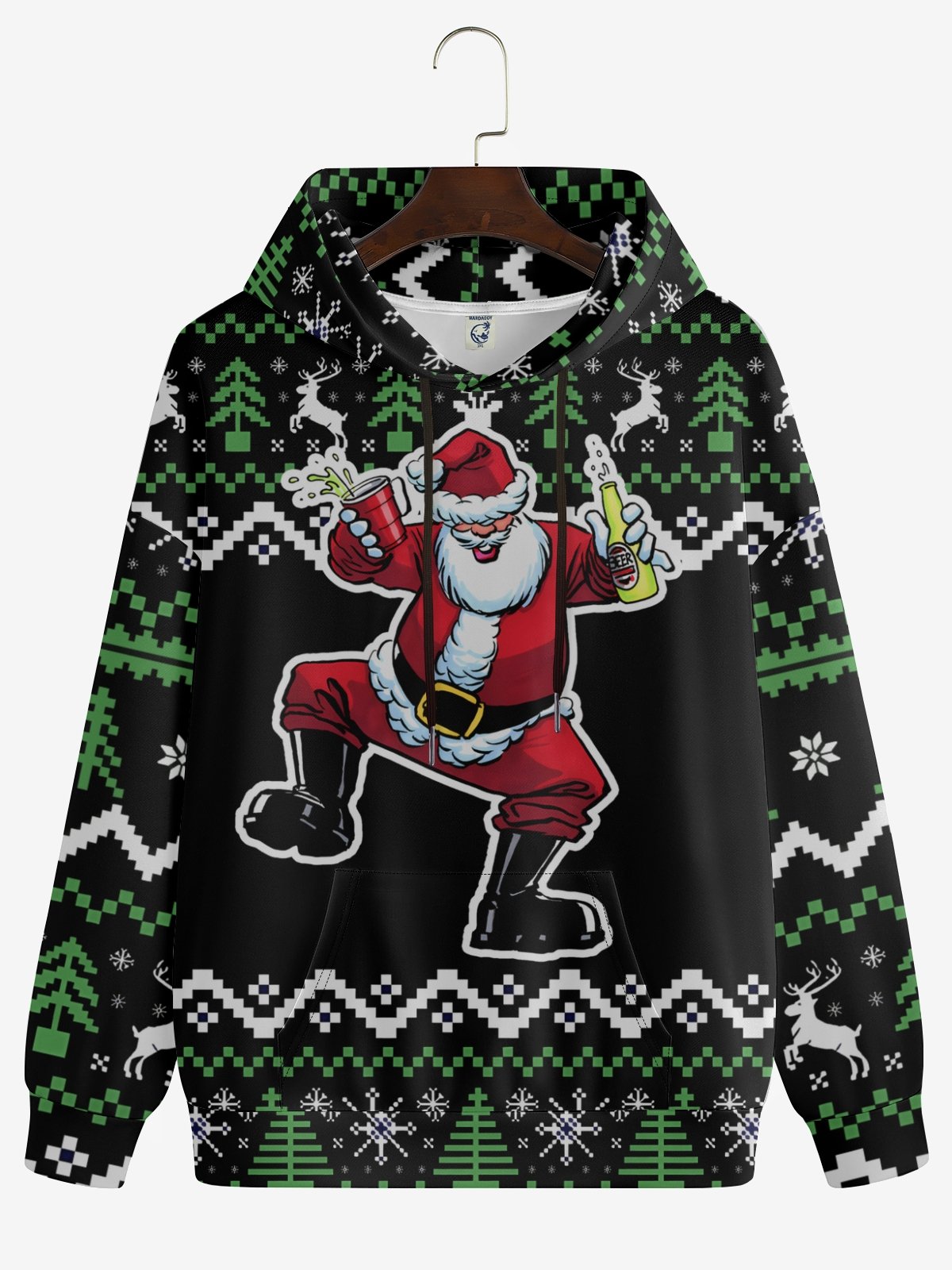 Christmas Santa Drinks Hoodie Sweatshirt