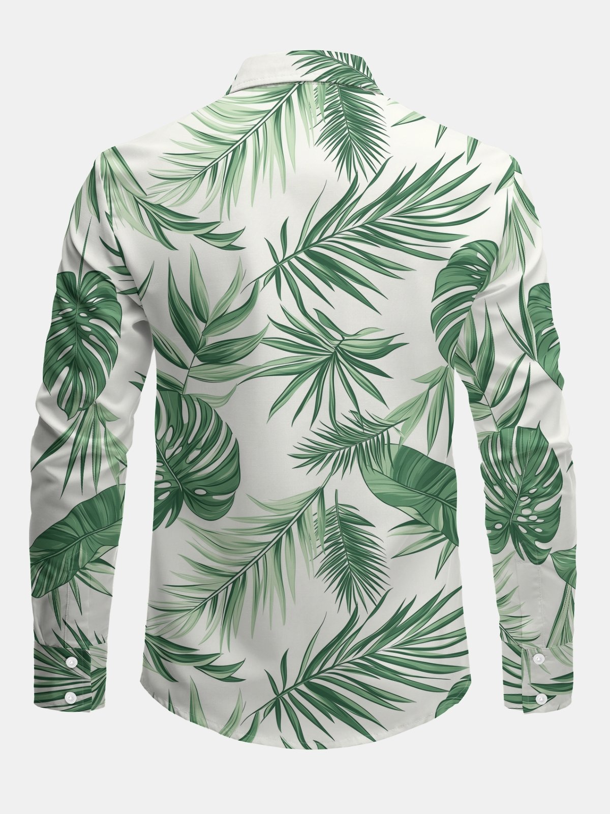 Palm Tree Regular Fit Long Sleeve Casual Tropical Dress Shirt