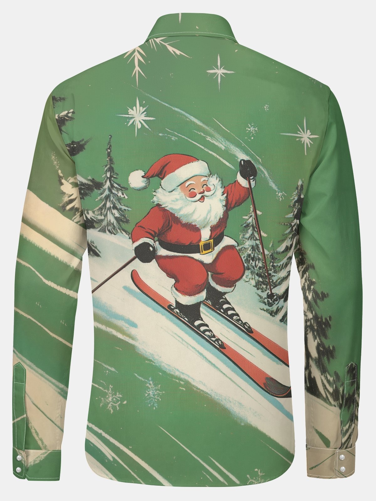 Christmas Santa Claus Regular Fit Long Sleeve Casual Holiday Dress Shirt