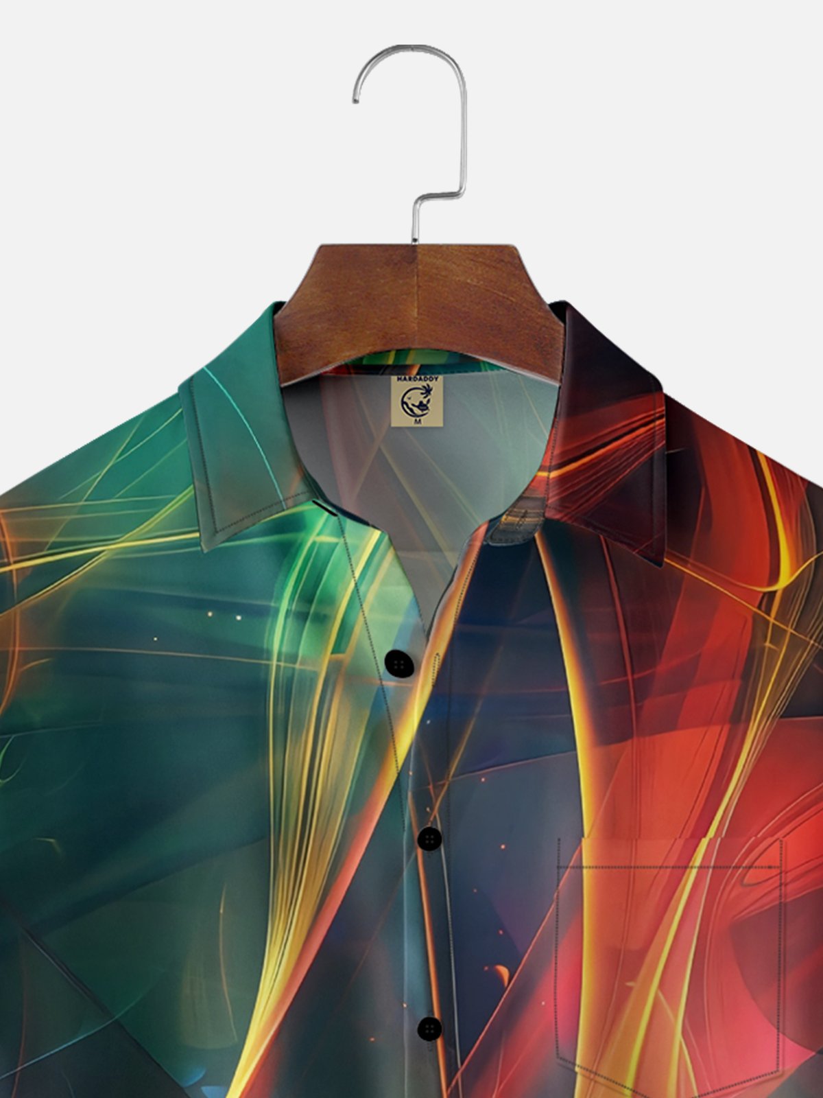 Moisture Wicking Abstract Geometric Gradient Chest Pocket Hawaiian Shirt