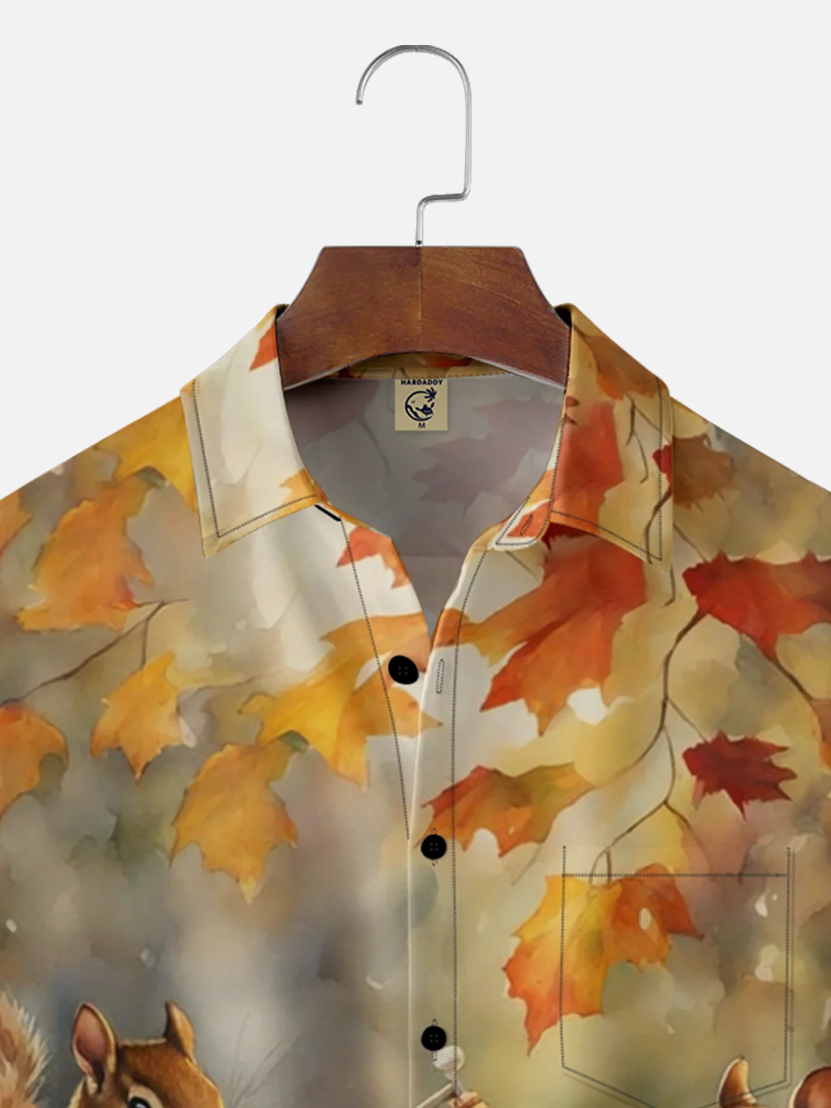 Moisture-wicking Thanksgiving Squirrel Roasting Marshmallows Chest Pocket Hawaiian Shirt