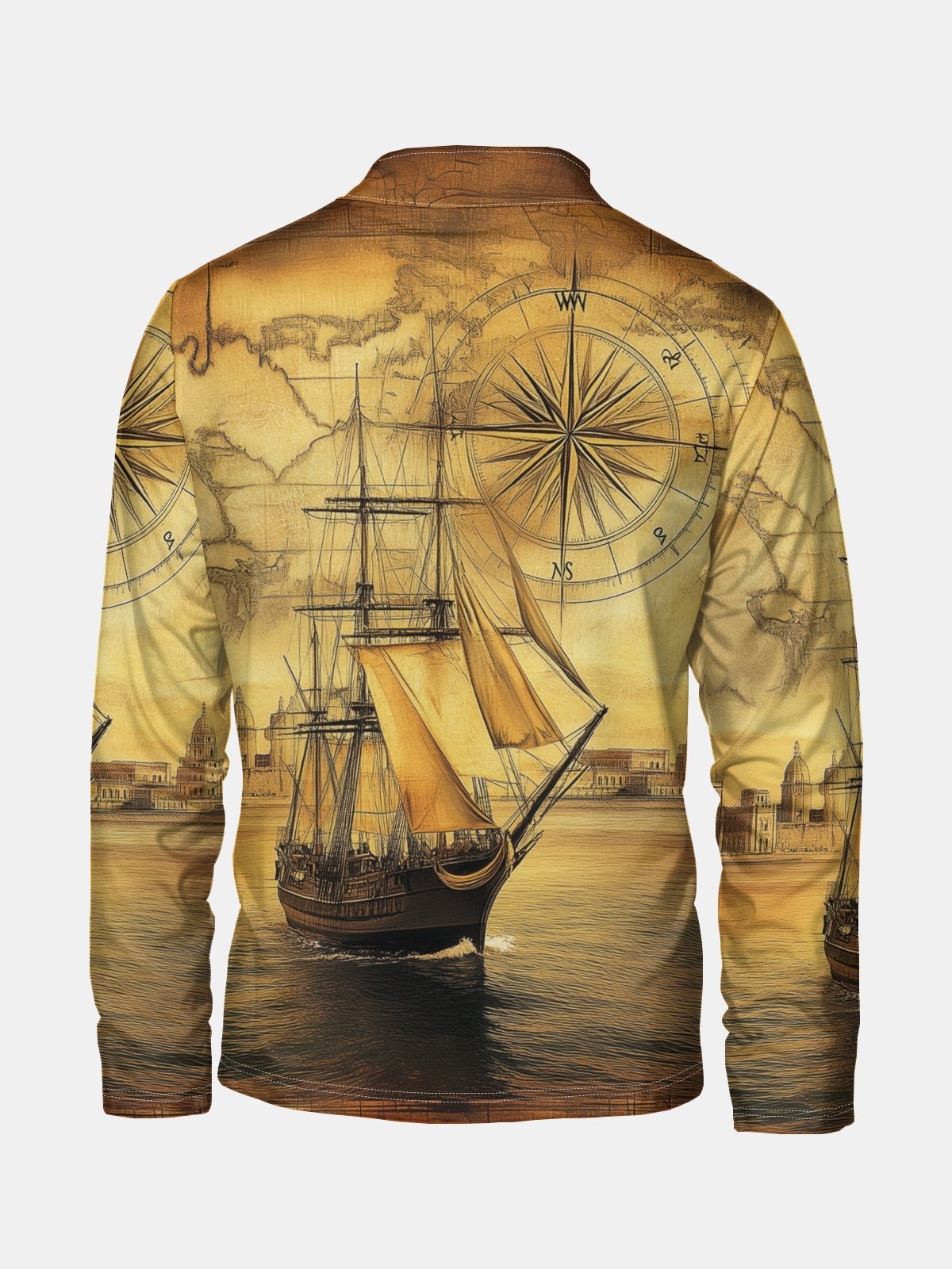 Still Sailboat and Compass Half-zip Pullover Sweatshirt