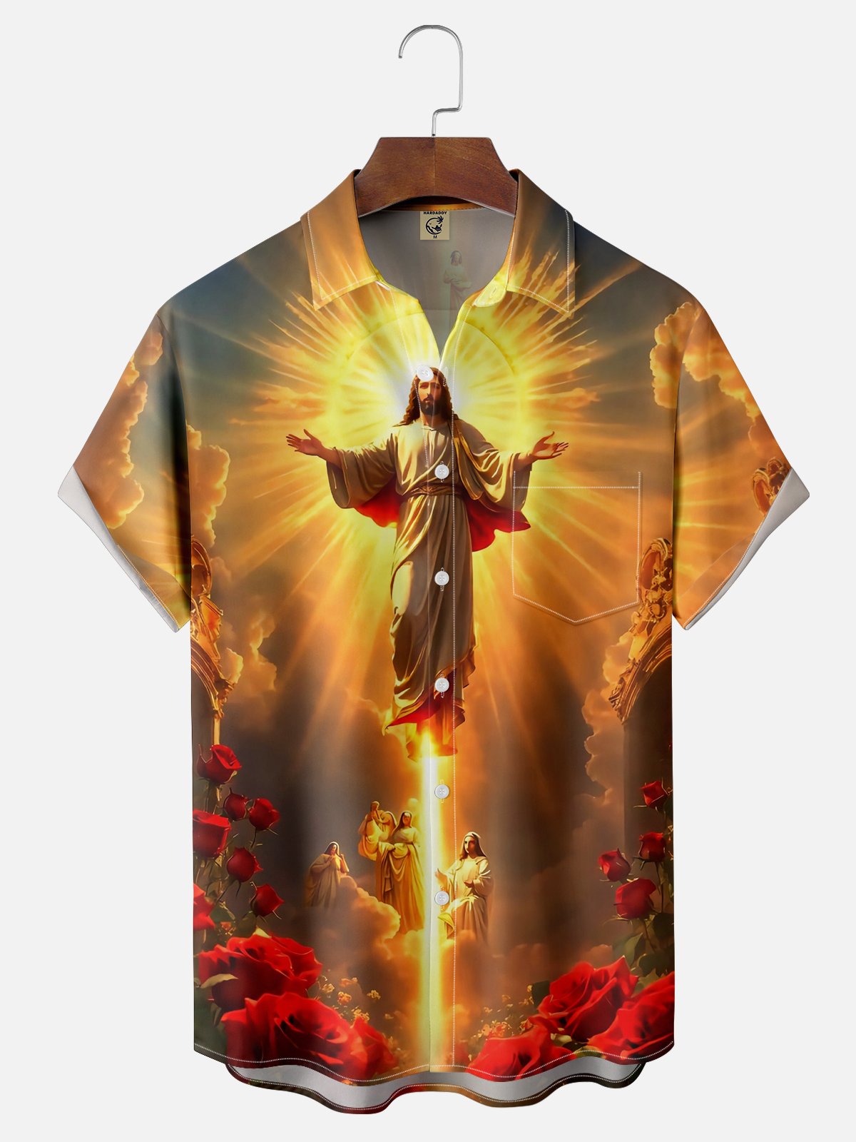 Moisture Wicking God Bless You Chest Pocket Hawaiian Shirt