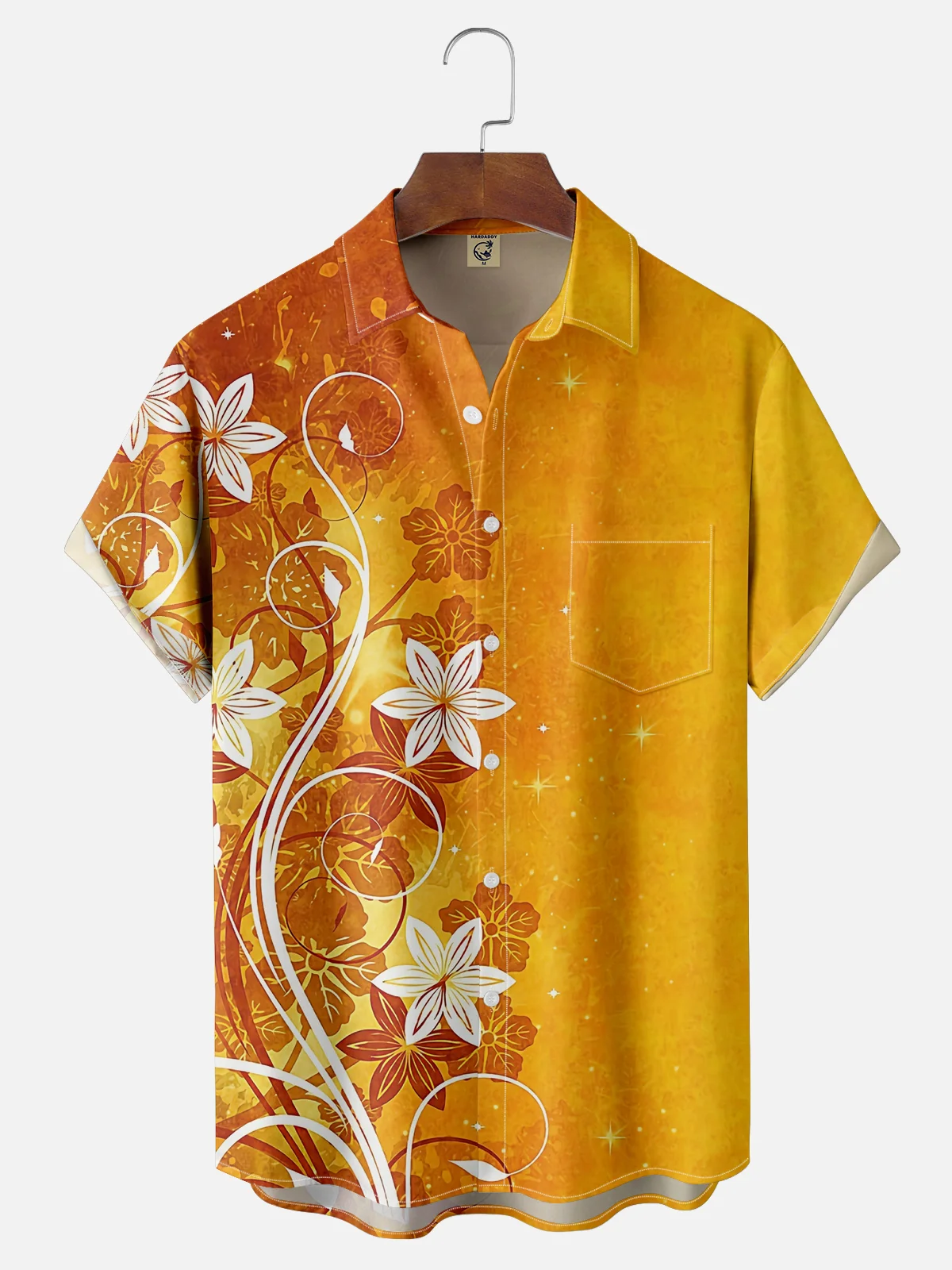 Moisture Wicking Floral Chest Pocket Hawaiian Shirt