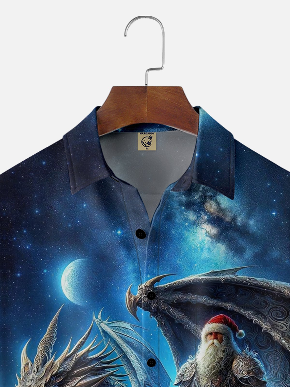 Moisture-wicking Christmas Santa Dragon Chest Pocket Casual Shirt