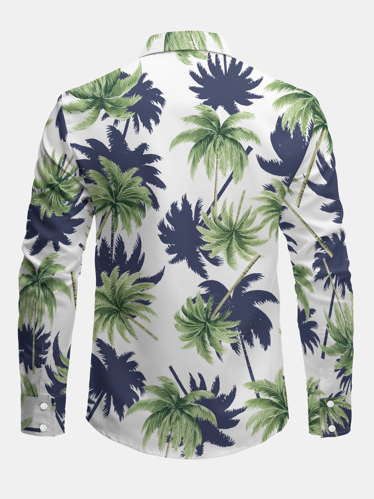 Coconut Tree Regular Fit Long Sleeve Casual Tropical Dress Shirt