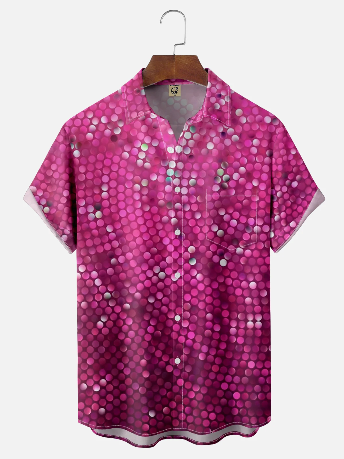 Moisture-wicking Party Purple Sequin Chest Pocket Hawaiian Shirt