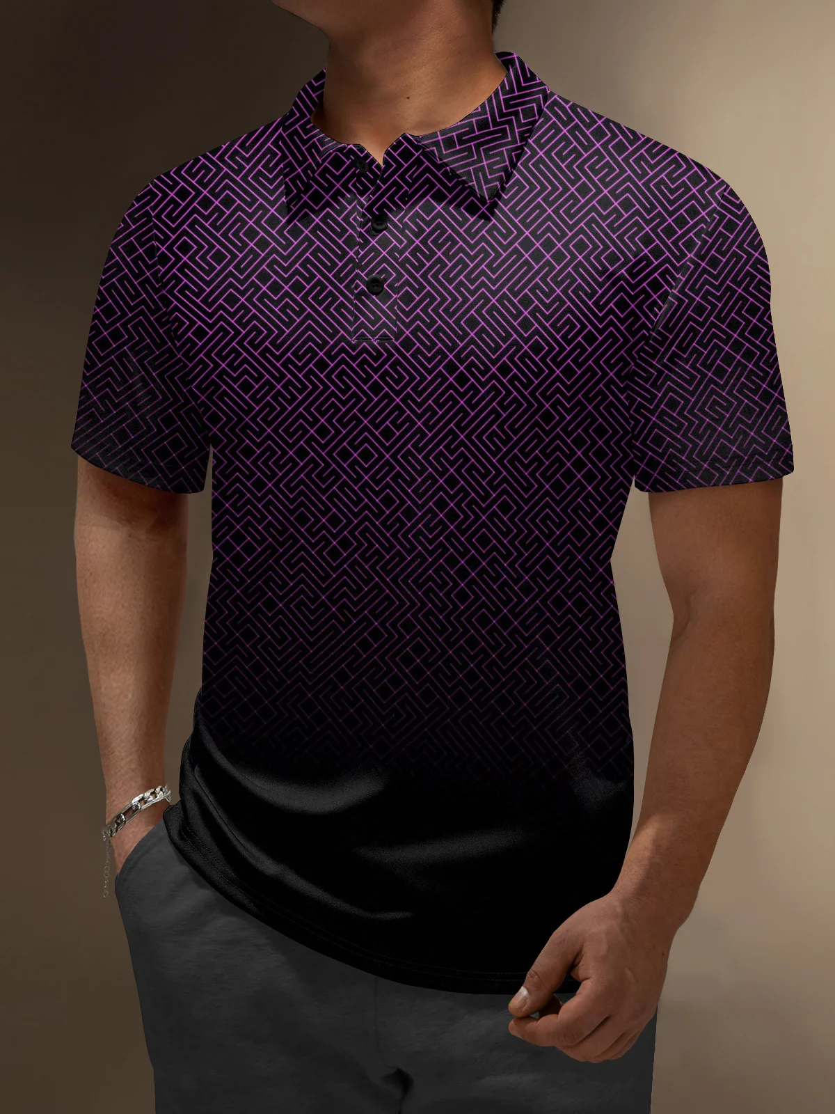 Moisture Wicking Abstract Gradient Color Golf Polo