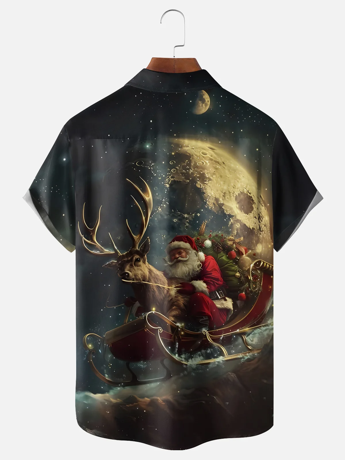 Moisture-wicking Christmas Santa Claus Christmas Elk Chest Pocket Casual Shirt