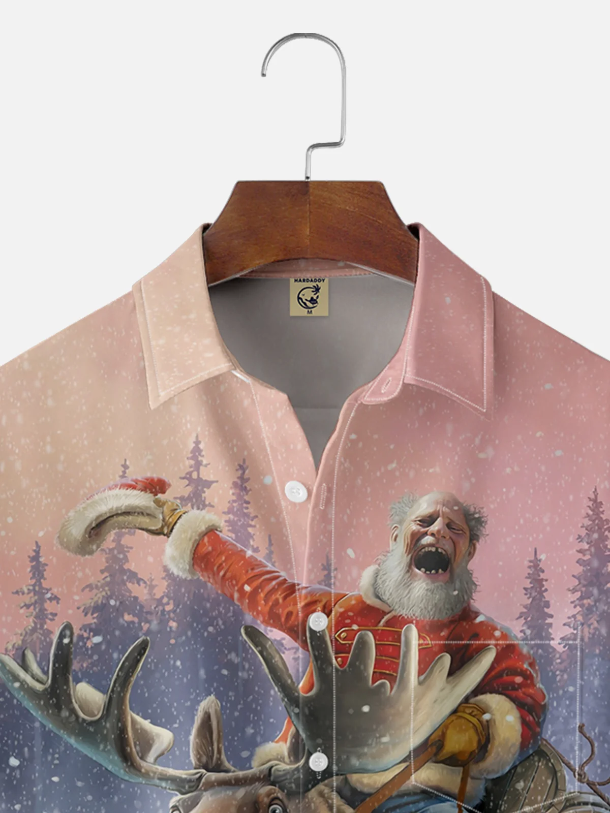 Moisture-wicking Christmas Santa Claus Christmas Deer Chest Pocket Casual Shirt