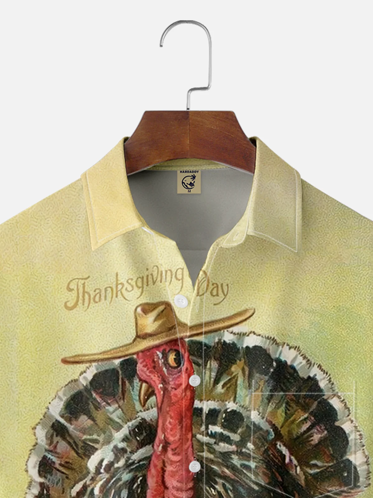 Moisture-wicking Thanksgiving Turkey Western Cowboy Chest Pocket Hawaiian Shirt