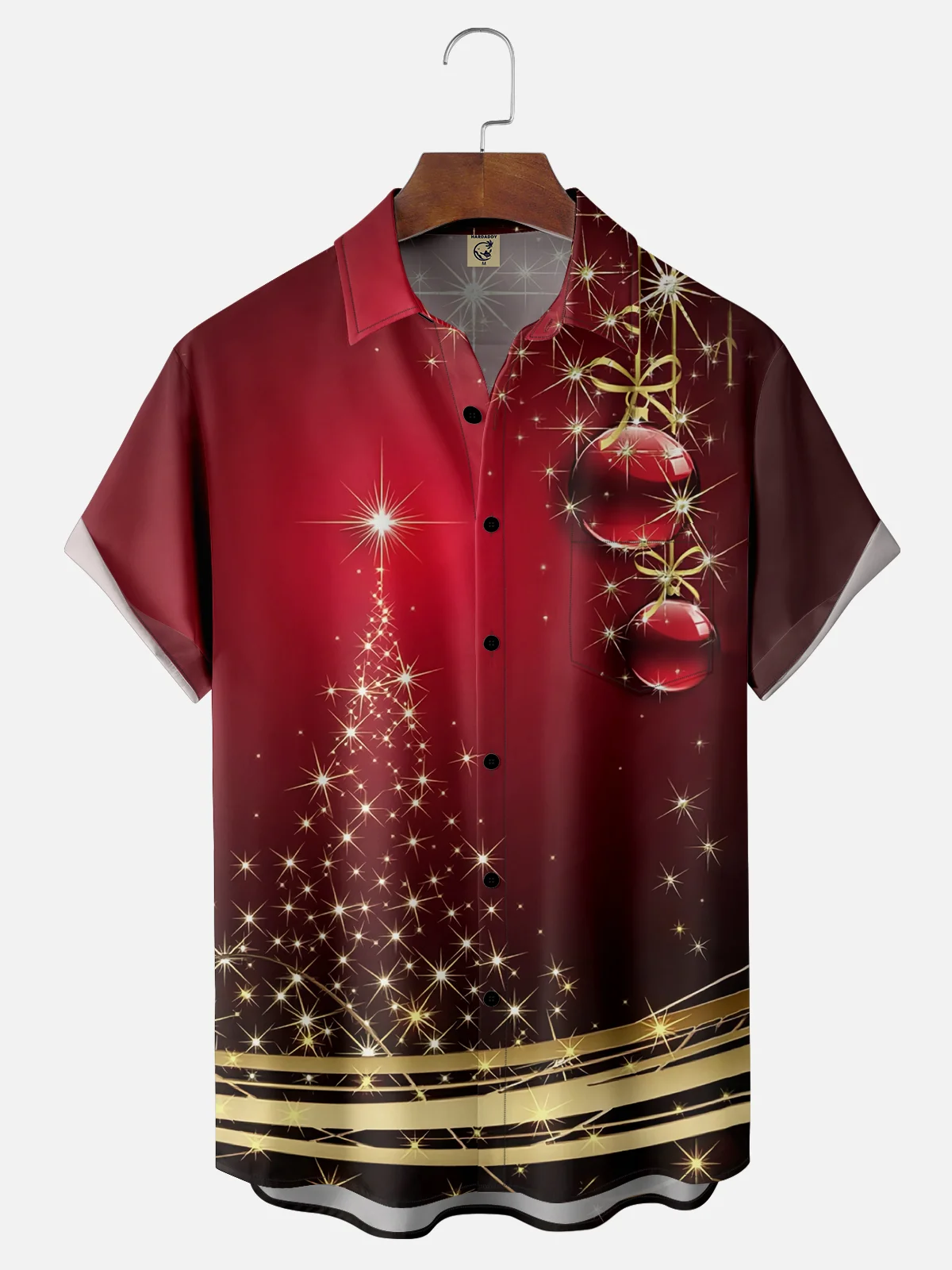 Moisture-wicking Christmas Art Christmas Tree Chest Pocket Hawaiian Shirt