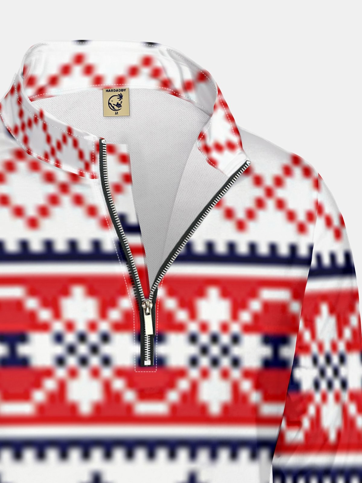 Classic Retro Geometric Print Half-zip Pullover Sweatshirt