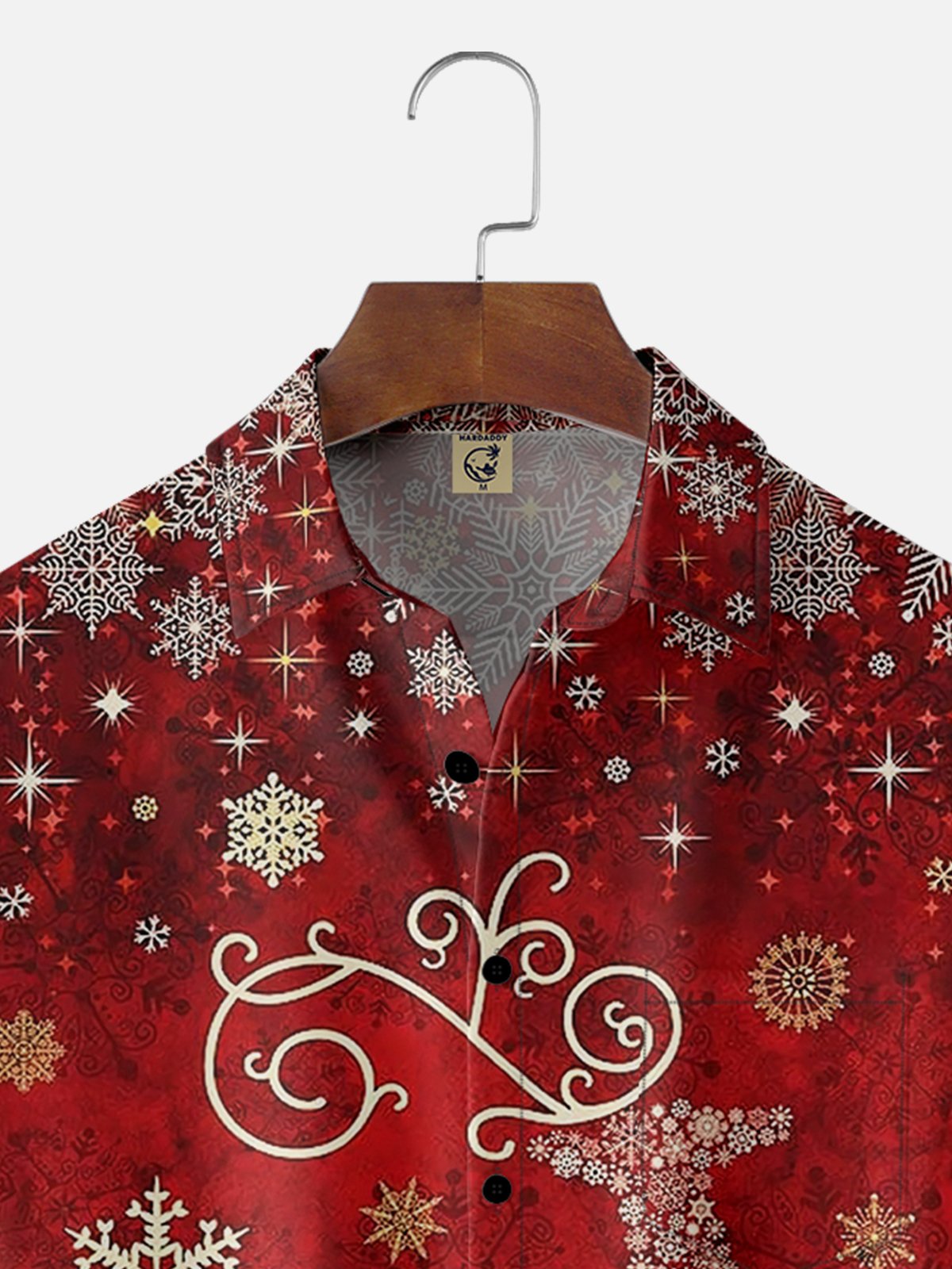 Moisture-wicking Christmas Art Reindeer Chest Pocket Hawaiian Shirt