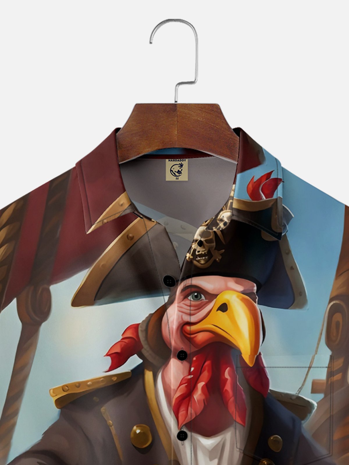 Moisture Wicking Pirate Turkey Chest Pocket Hawaiian Shirt