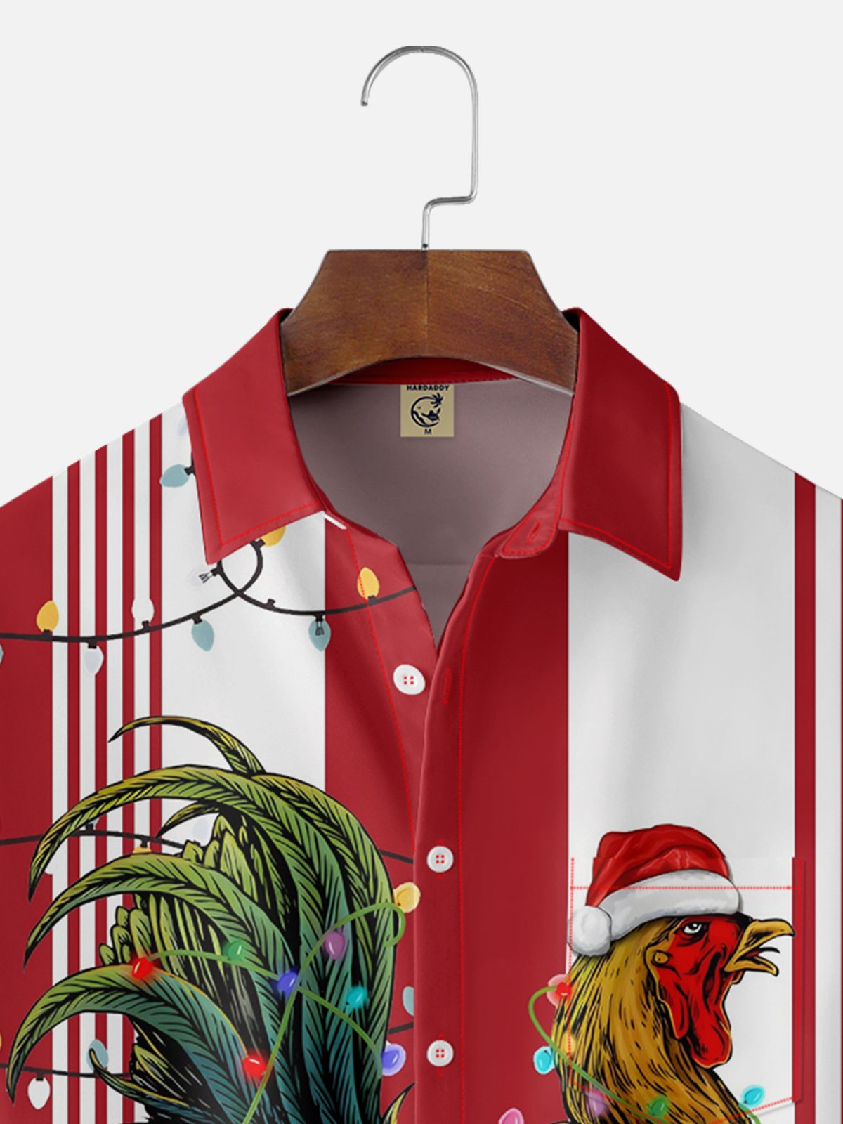 Moisture-wicking Christmas Chicken Chest Pocket Bowling Shirt