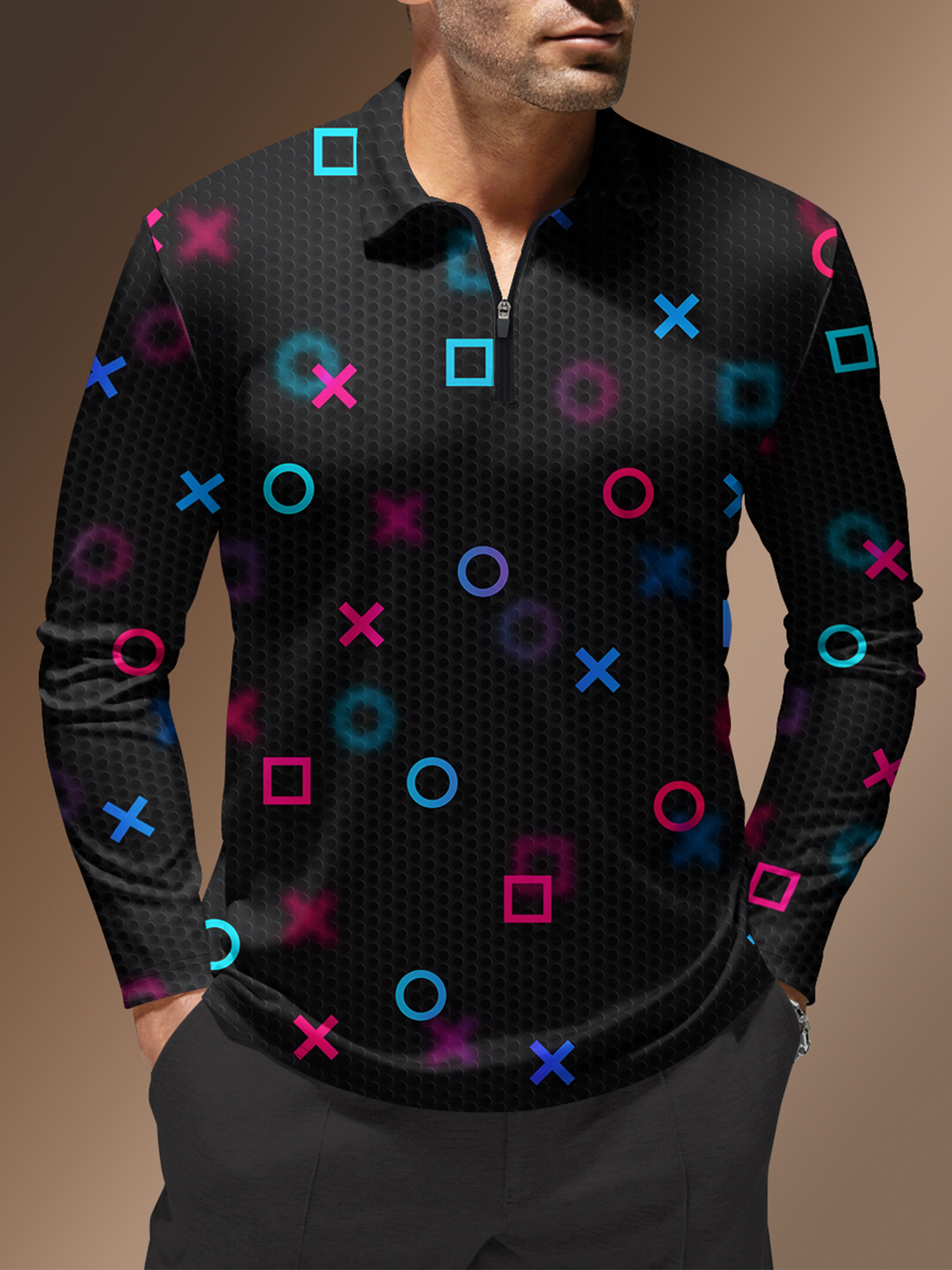 Moisture Wicking Geometric Golf Polo