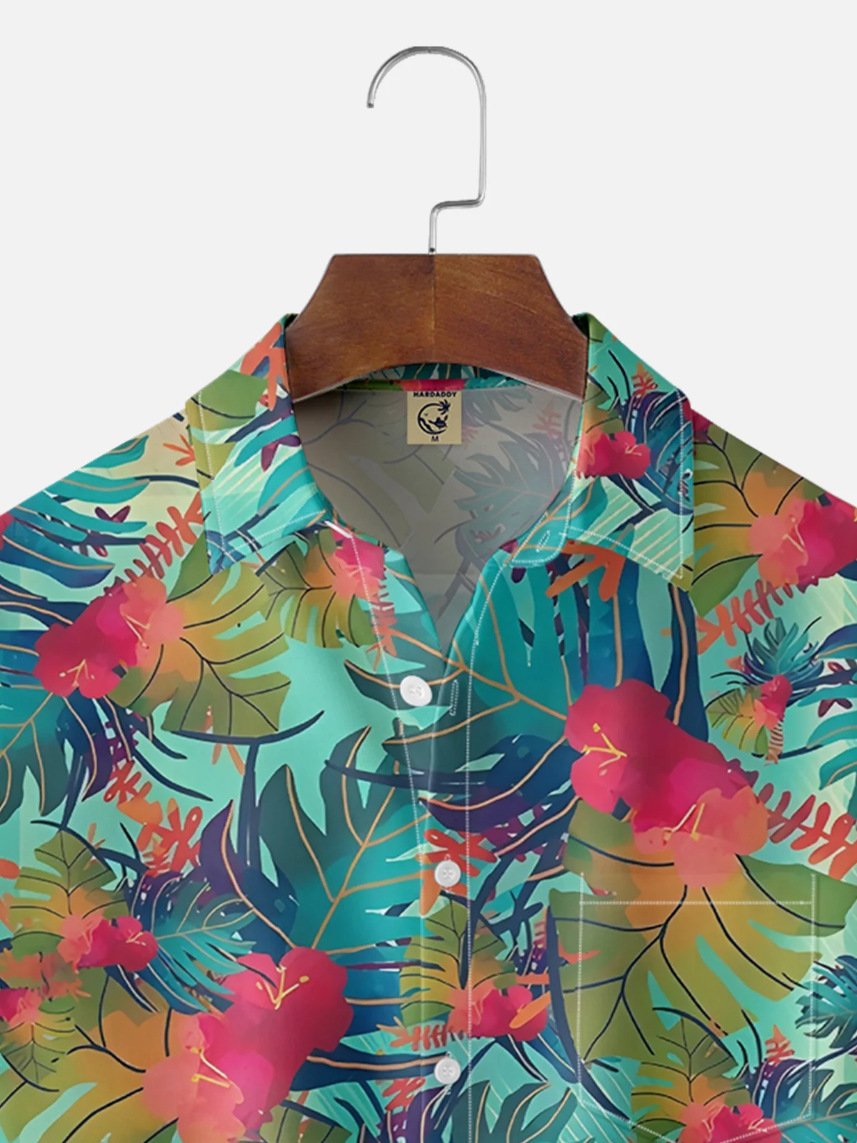 Moisture-wicking Floral Print Chest Pocket Hawaiian Shirt