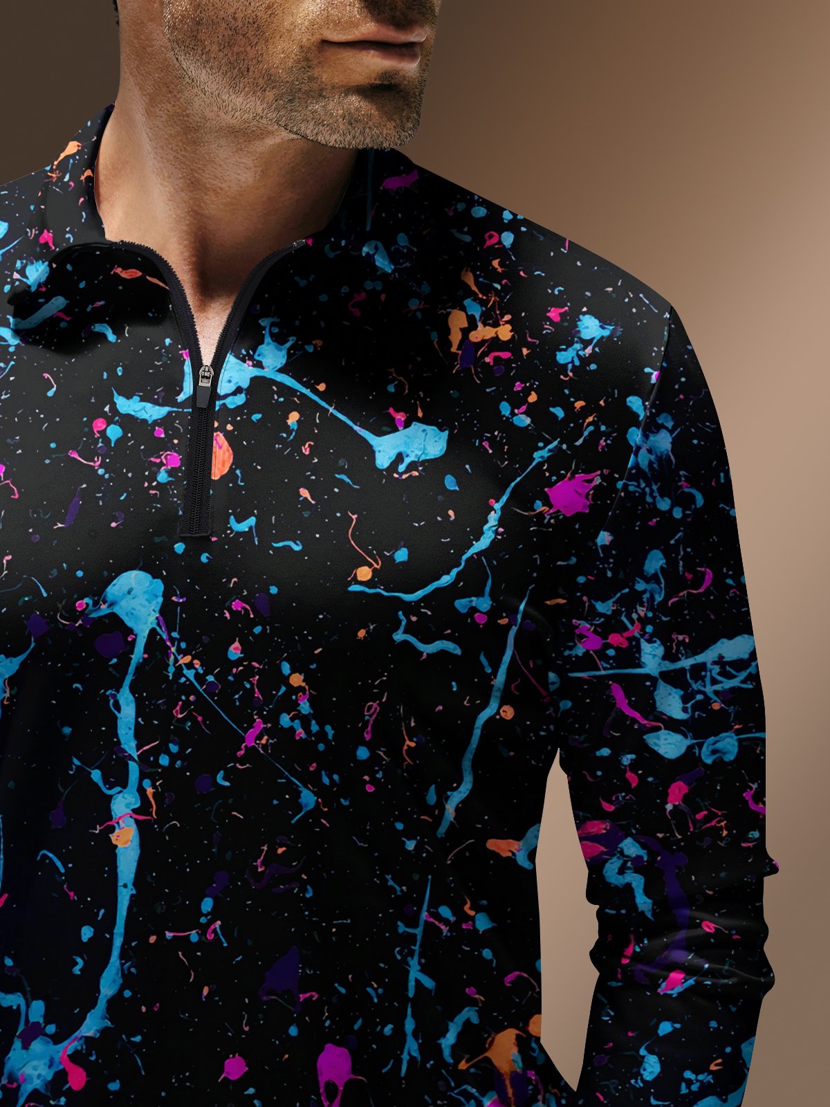 Moisture Wicking Abstract Spray Paint Golf Polo