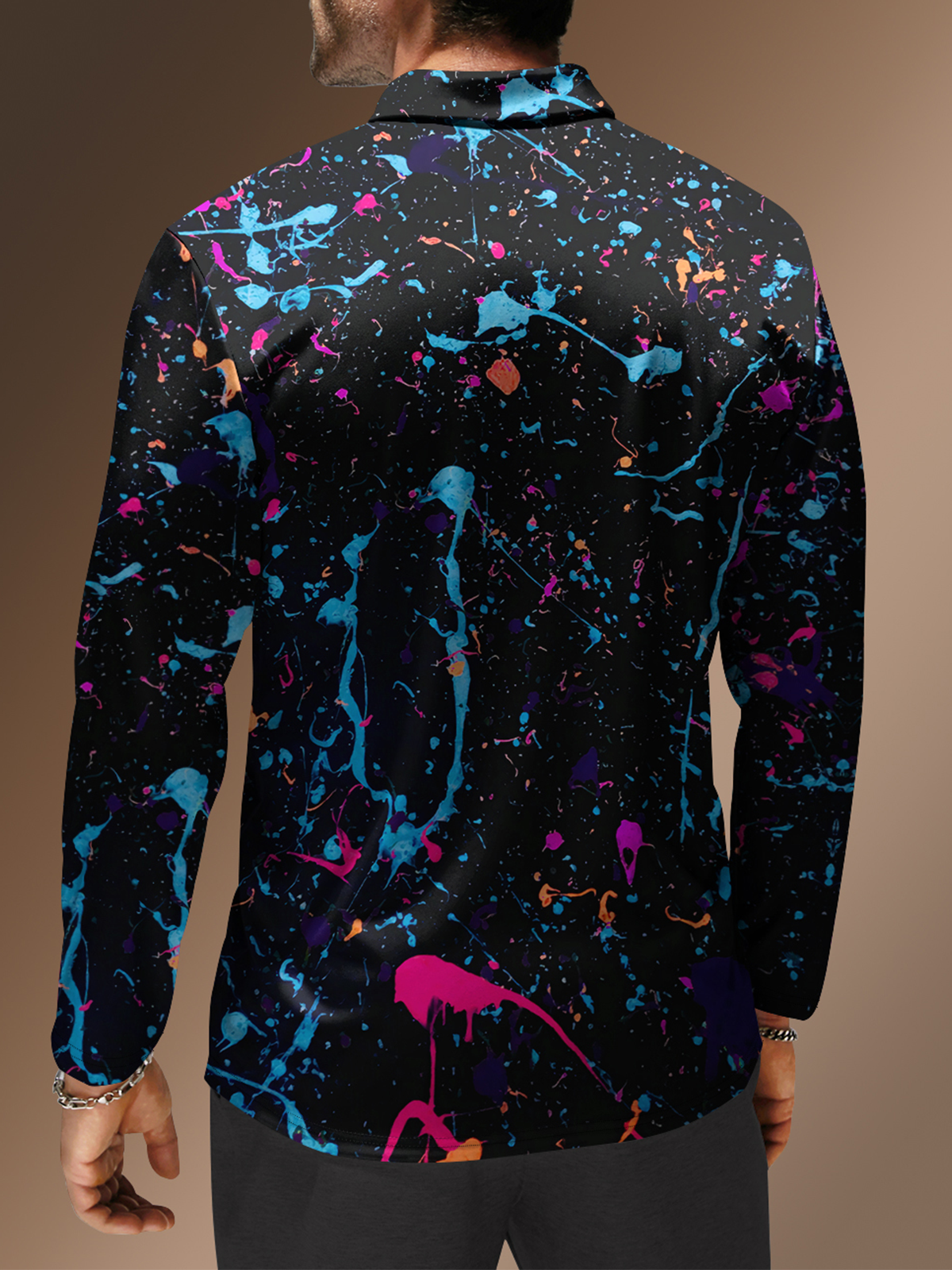 Moisture Wicking Abstract Spray Paint Golf Polo