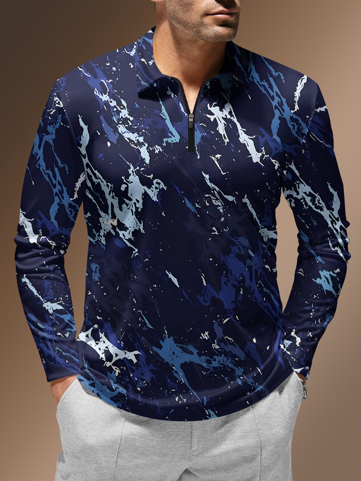 Moisture Wicking Abstract Marbled Golf Polo