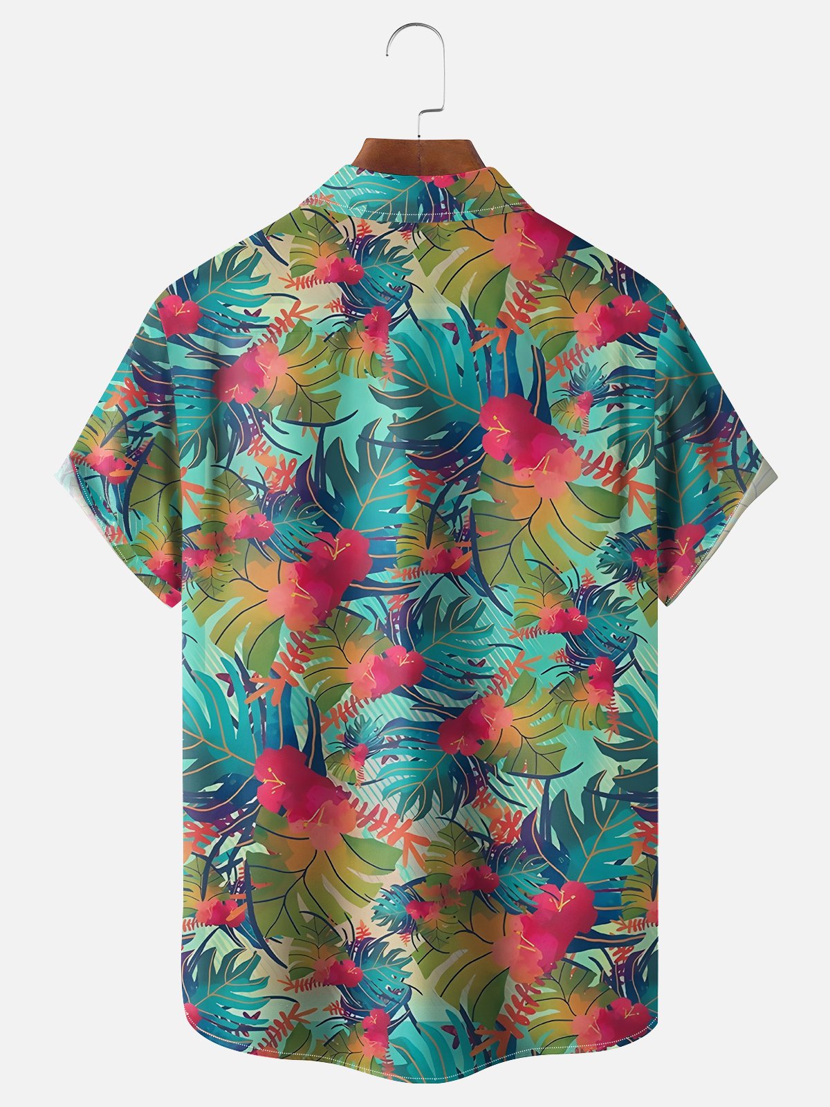 Moisture-wicking Floral Print Chest Pocket Hawaiian Shirt