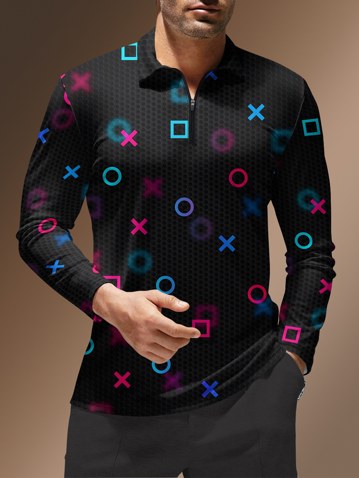 Moisture Wicking Geometric Golf Polo