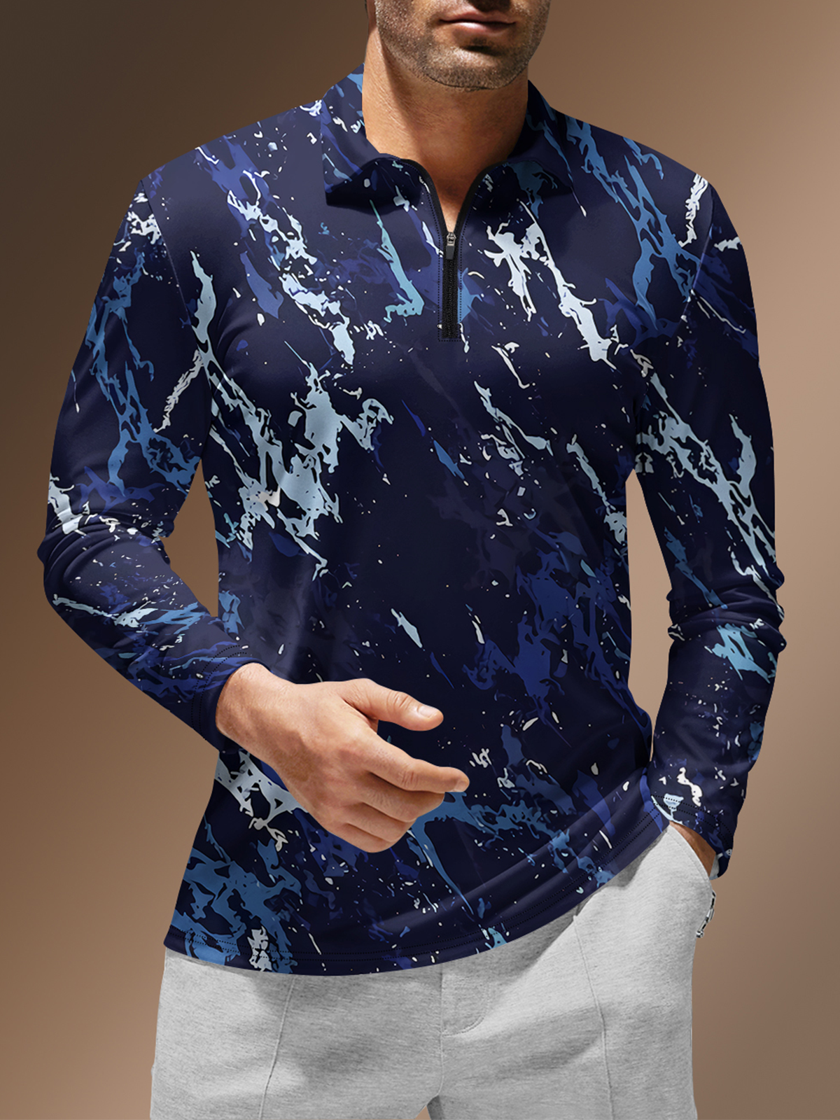 Moisture Wicking Abstract Marbled Golf Polo