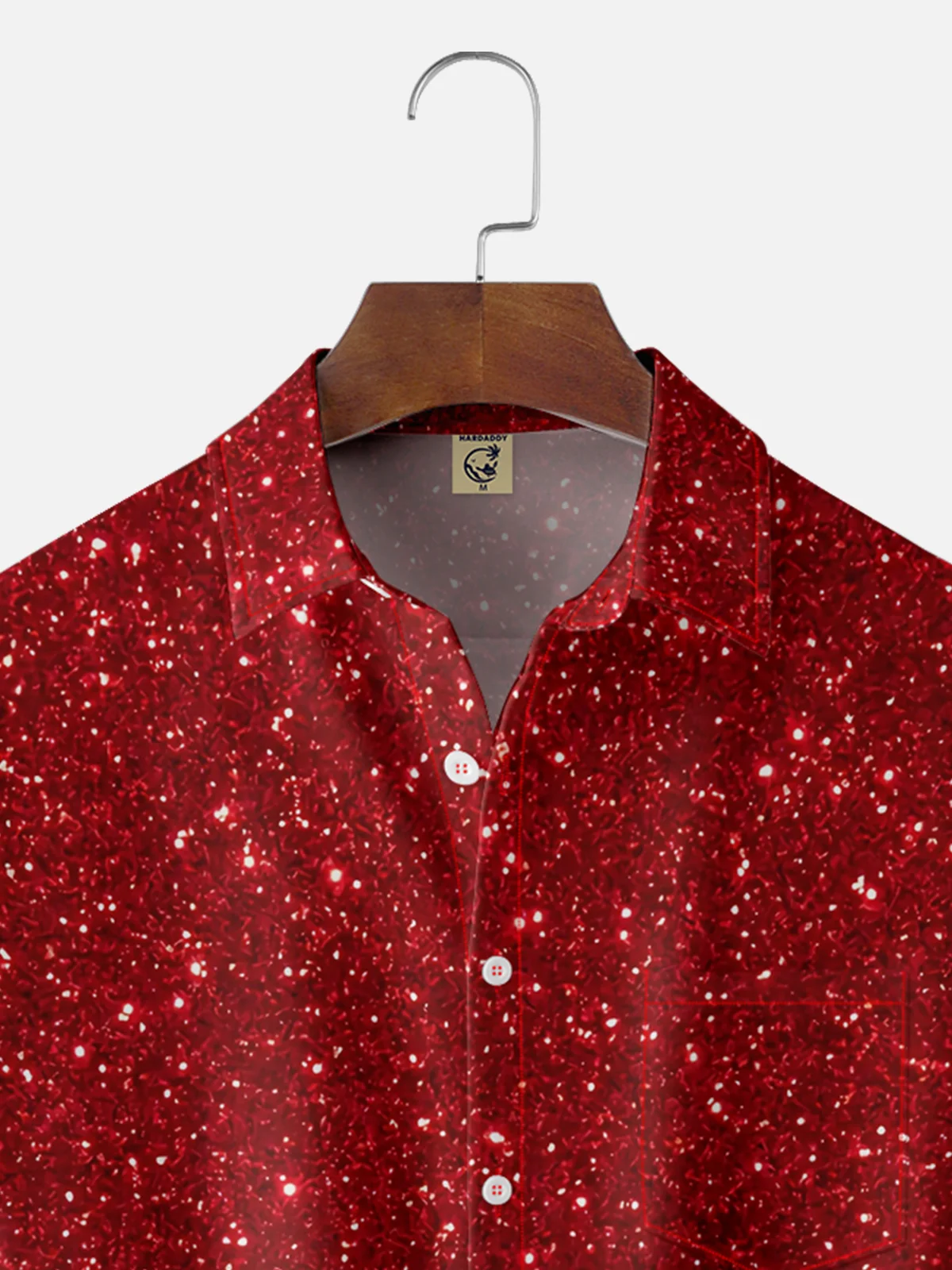 Moisture-wicking Christmas Party Bling Chest Pocket Casual Shirt