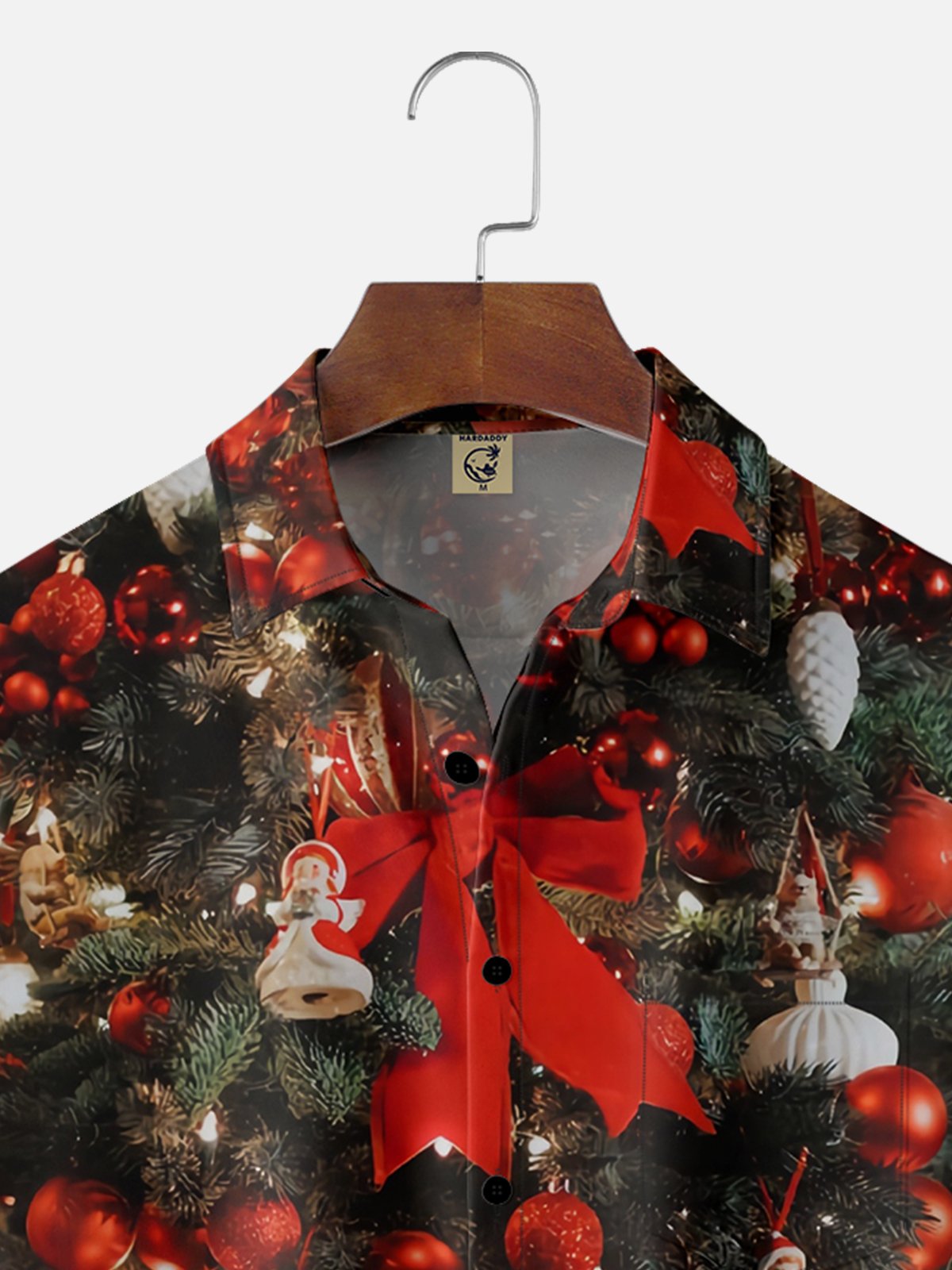 Moisture-wicking Christmas Tree Decoration Chest Pocket Casual Shirt