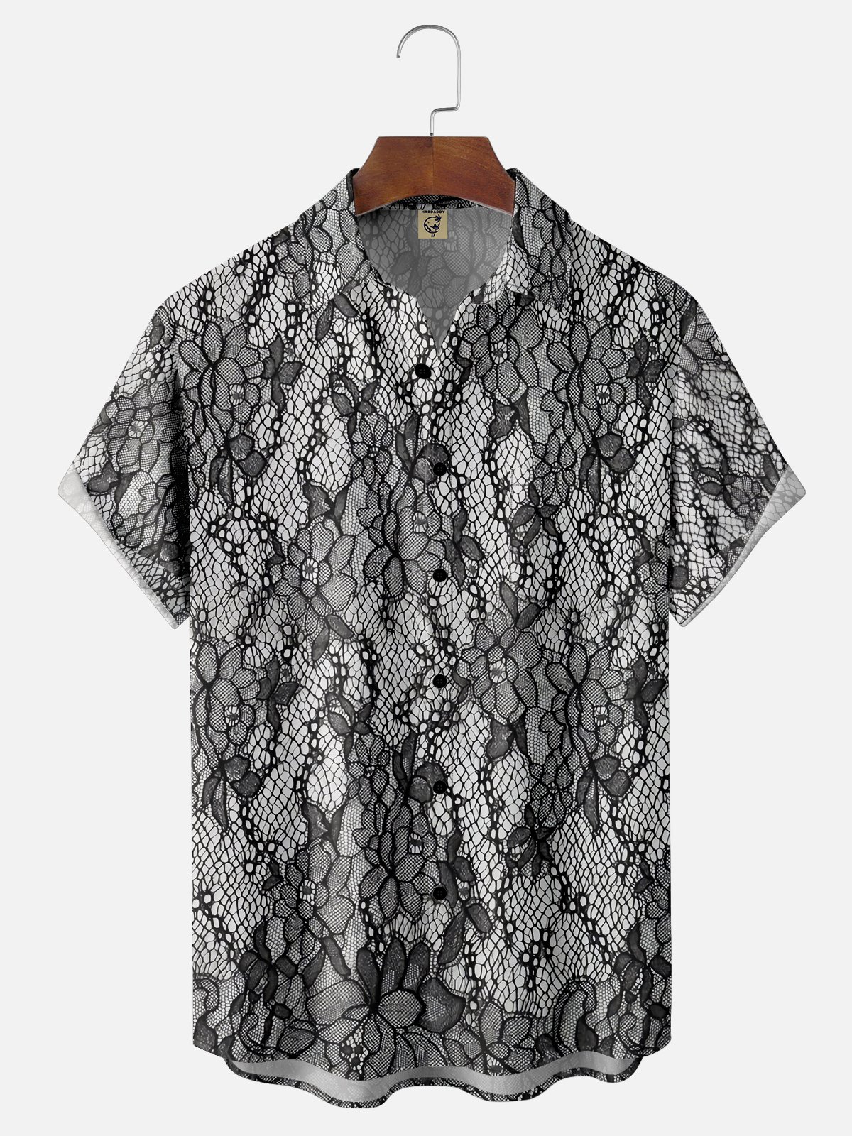 Moisture-wicking Lace Print Chest Pocket Casual Shirt