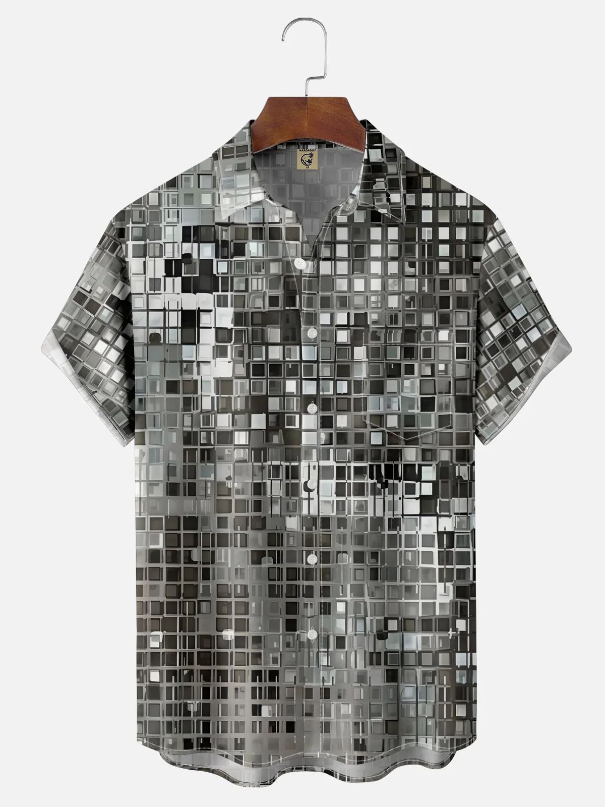 Moisture-wicking Funky Geomatric Party Chest Pocket Casual Shirt