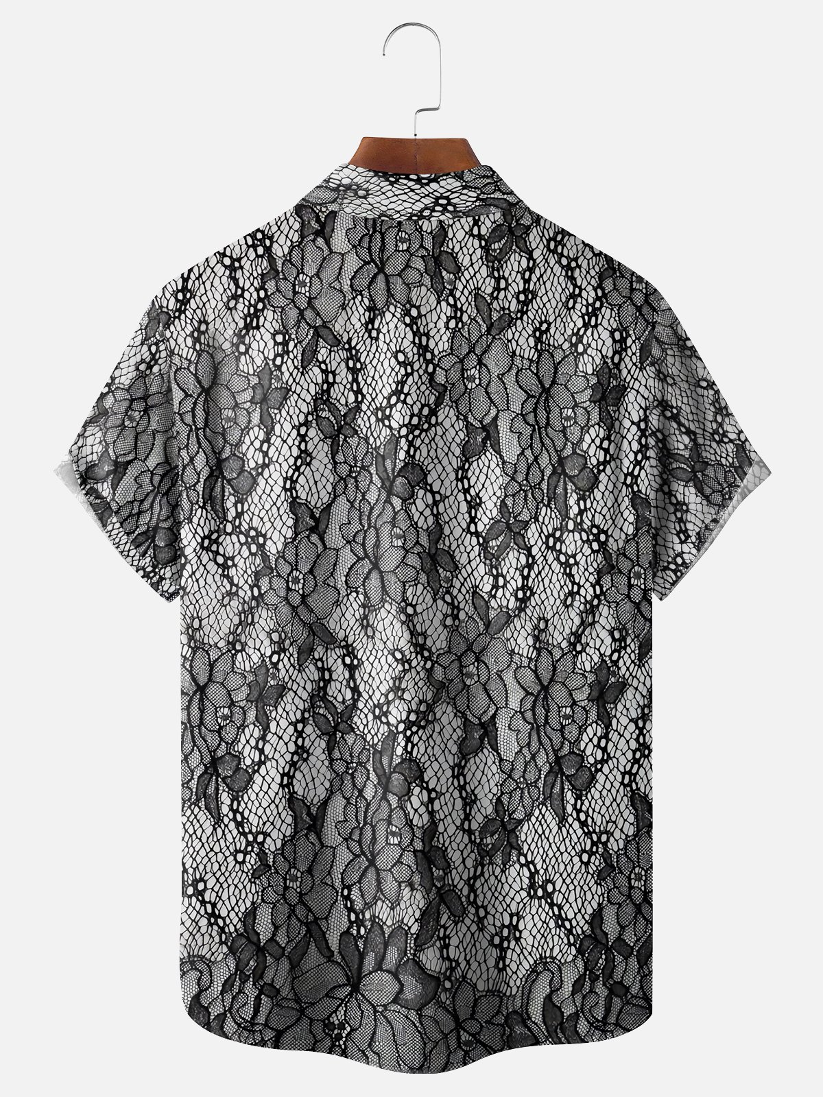 Moisture-wicking Lace Print Chest Pocket Casual Shirt