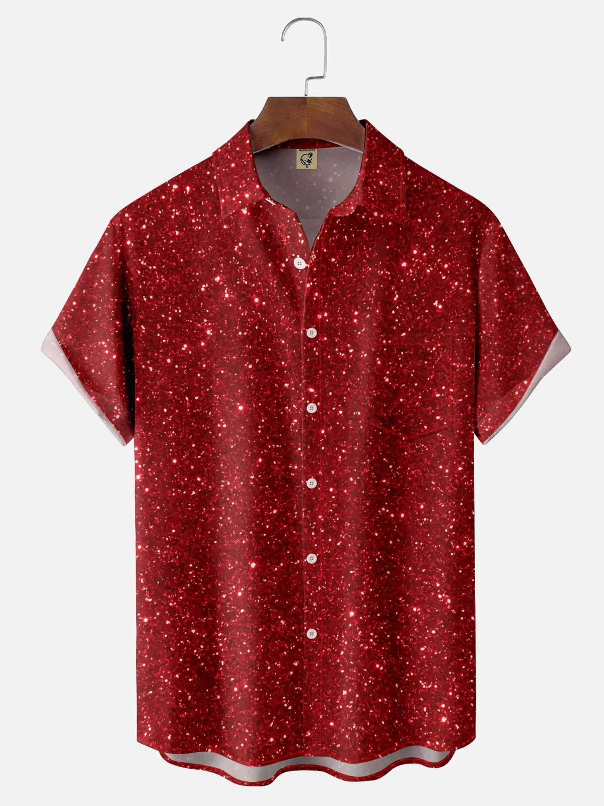 Moisture-wicking Christmas Party Bling Chest Pocket Casual Shirt