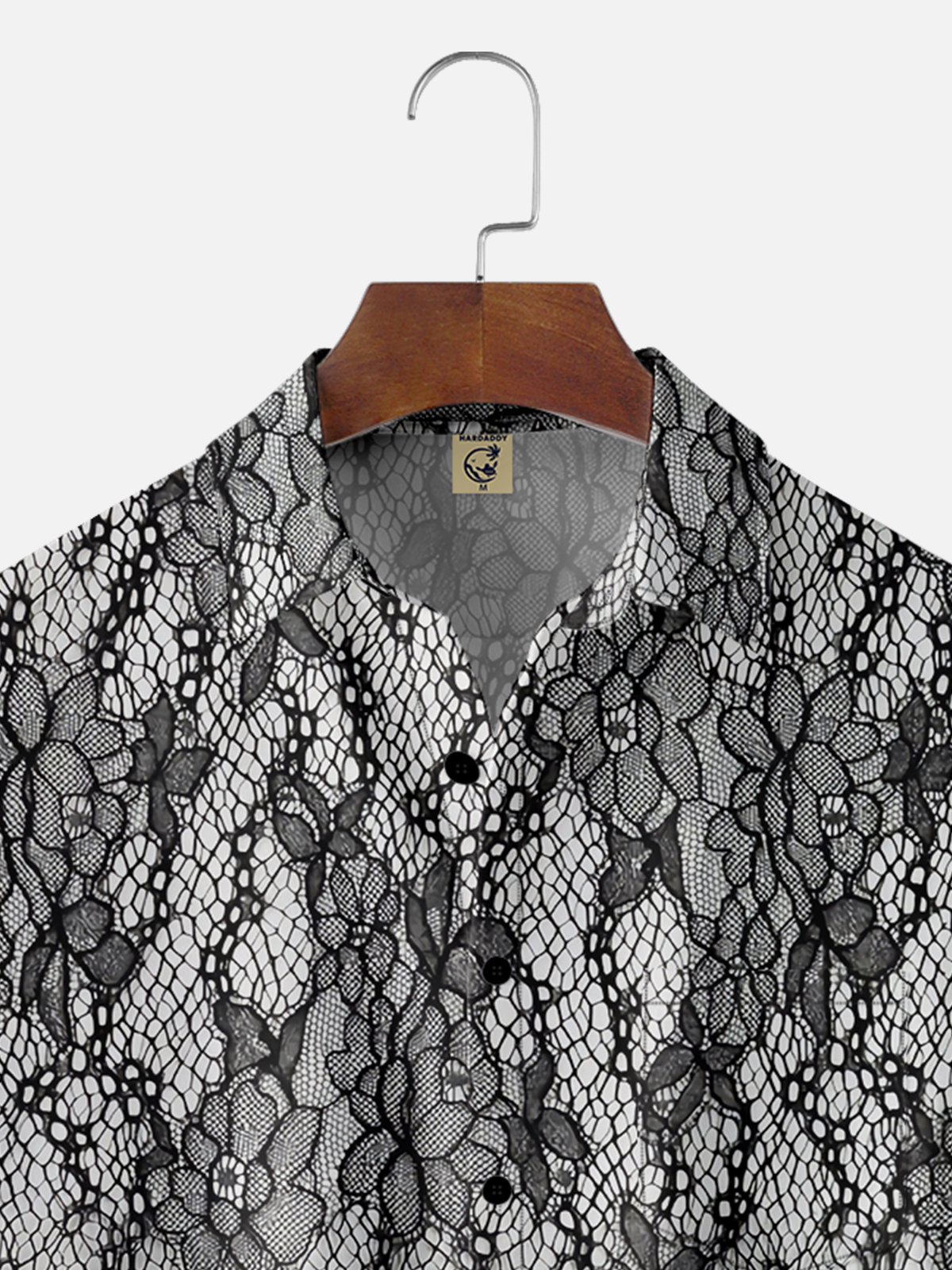 Moisture-wicking Lace Print Chest Pocket Casual Shirt