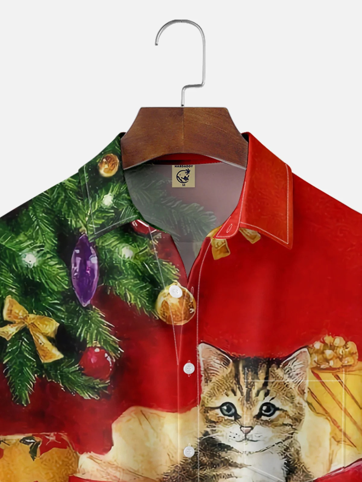 Moisture-wicking Christmas Cat Chest Pocket Casual Shirt