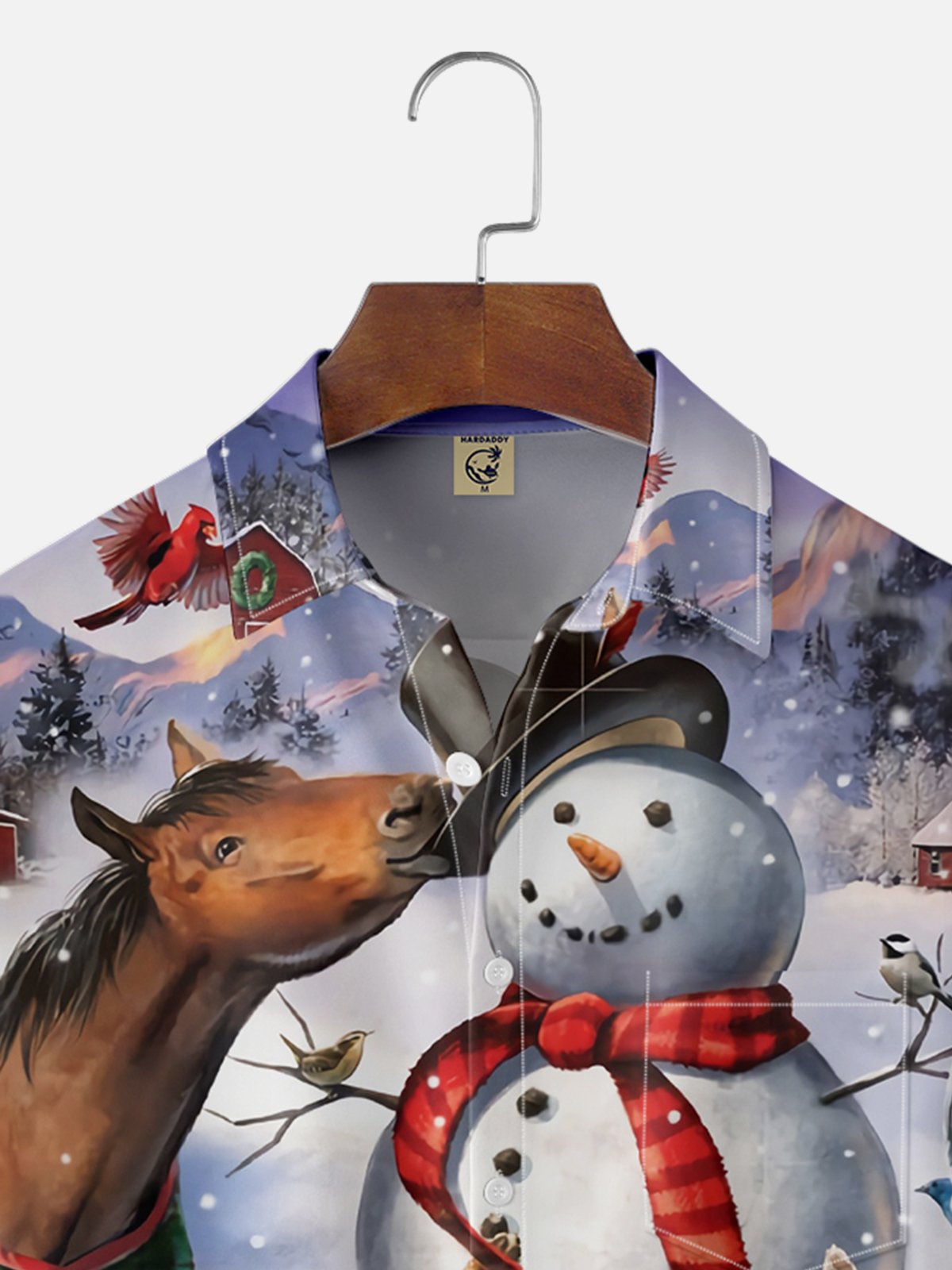 Moisture-wicking Christmas Snowman Chest Pocket Casual Shirt