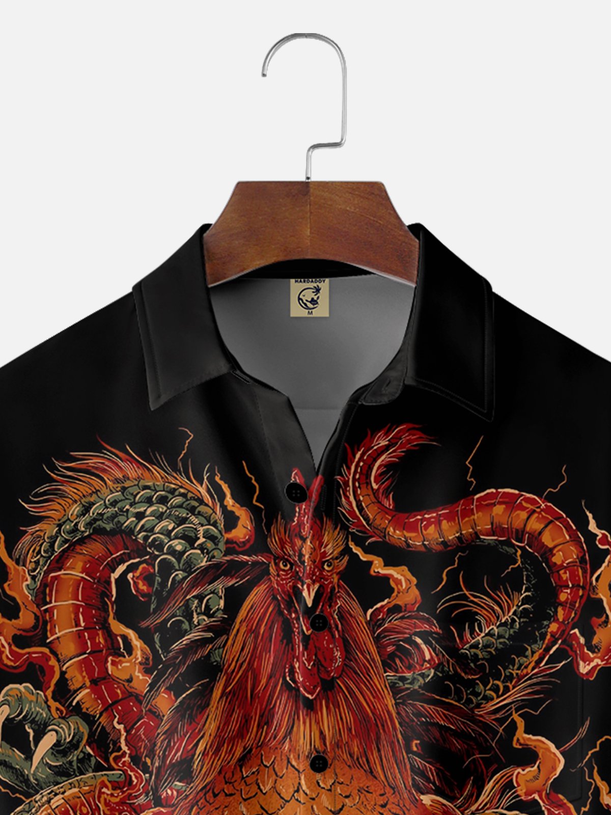 Moisture-wicking Rooster Dragon Chest Pocket Casual Shirt