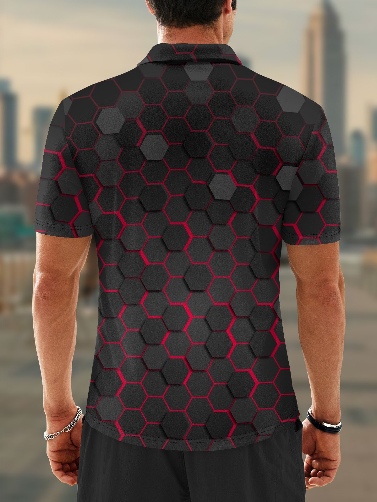 Moisture-Wicking Tech Sci-Fi Mechanic Golf Polo Shirt