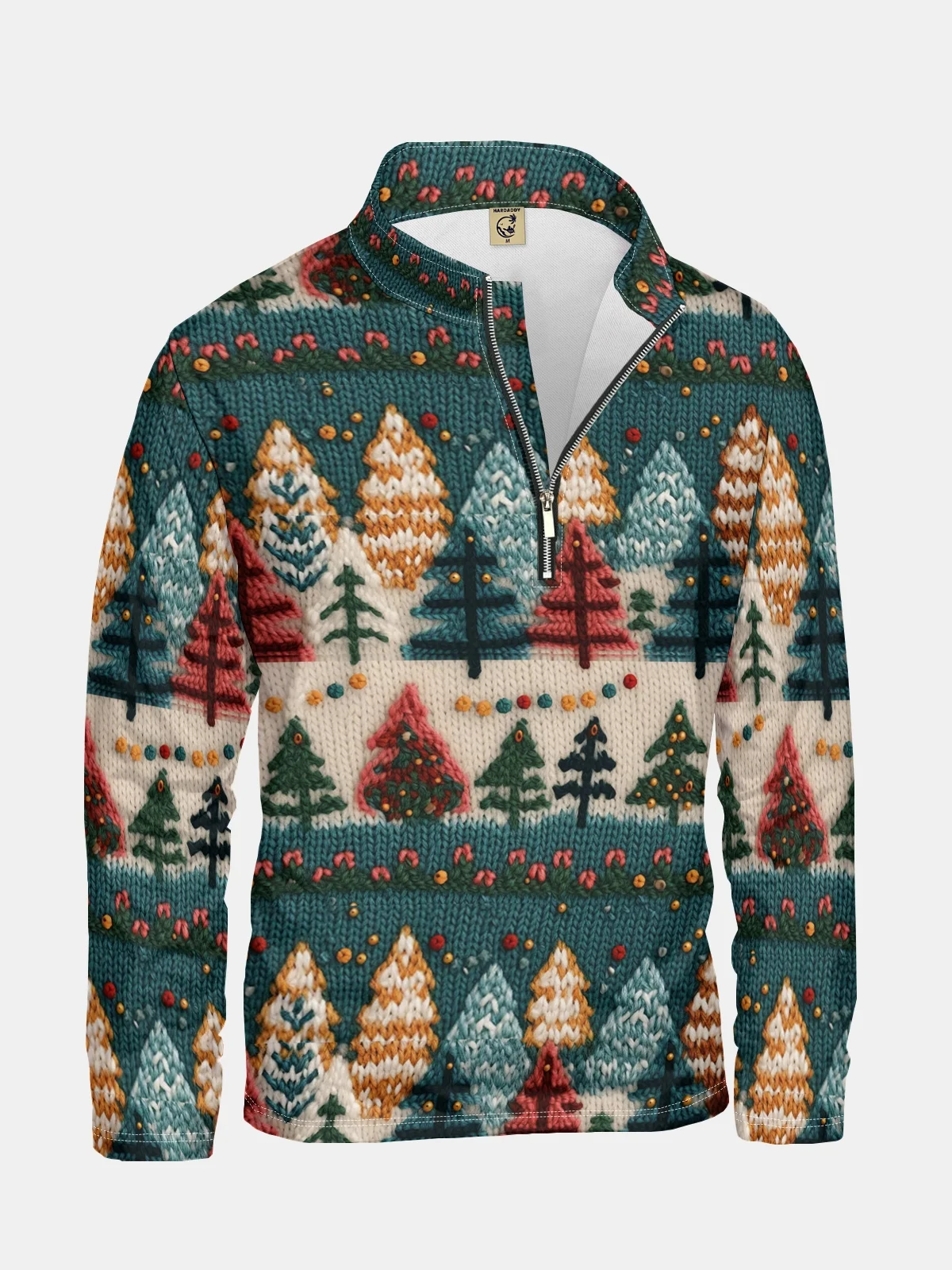 Christmas Tree Texture Half-zip Pullover Ugly Sweatshirt