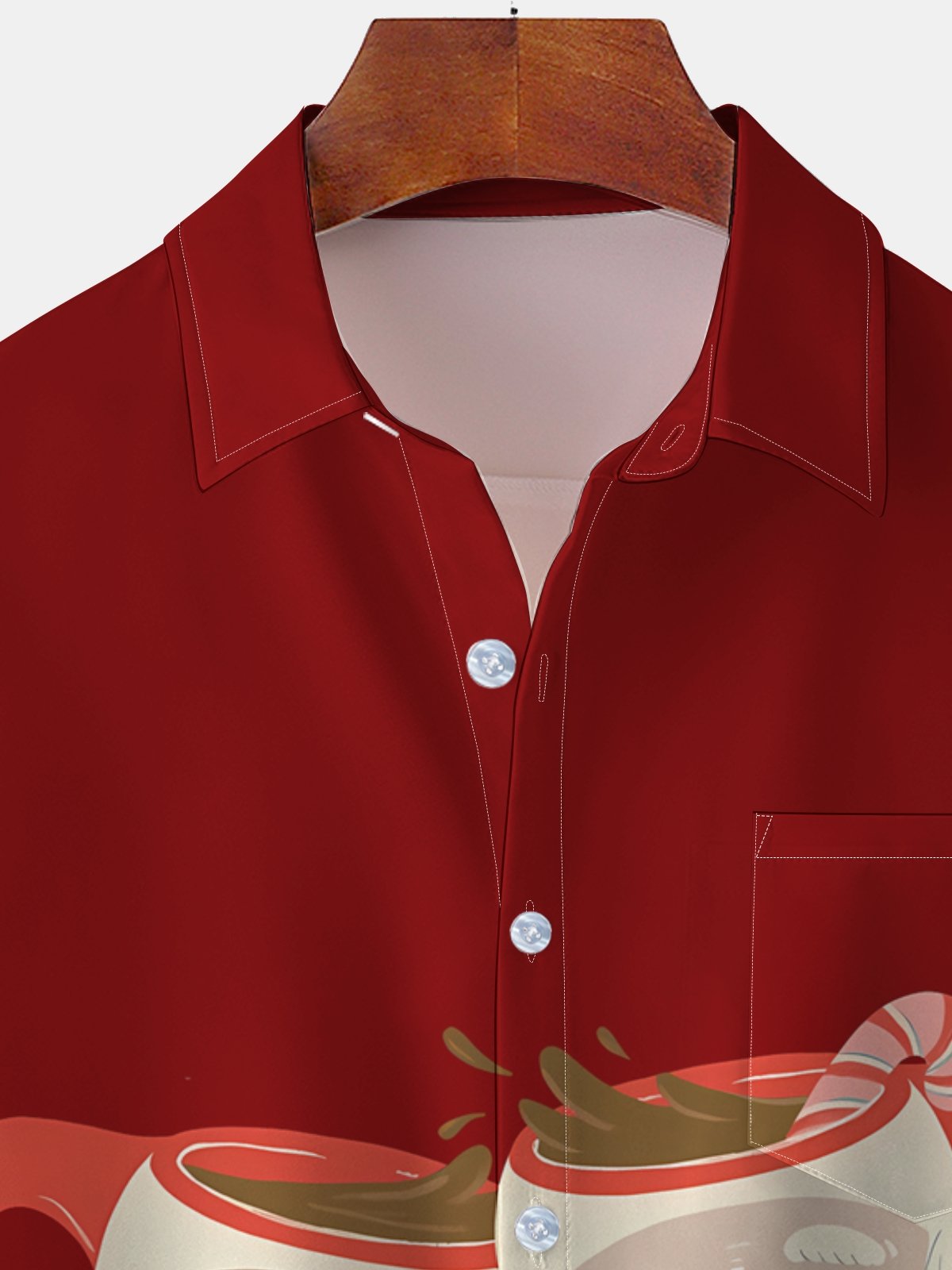 Moisture Wicking Christmas Santa Chest Pocket Hawaiian Shirt