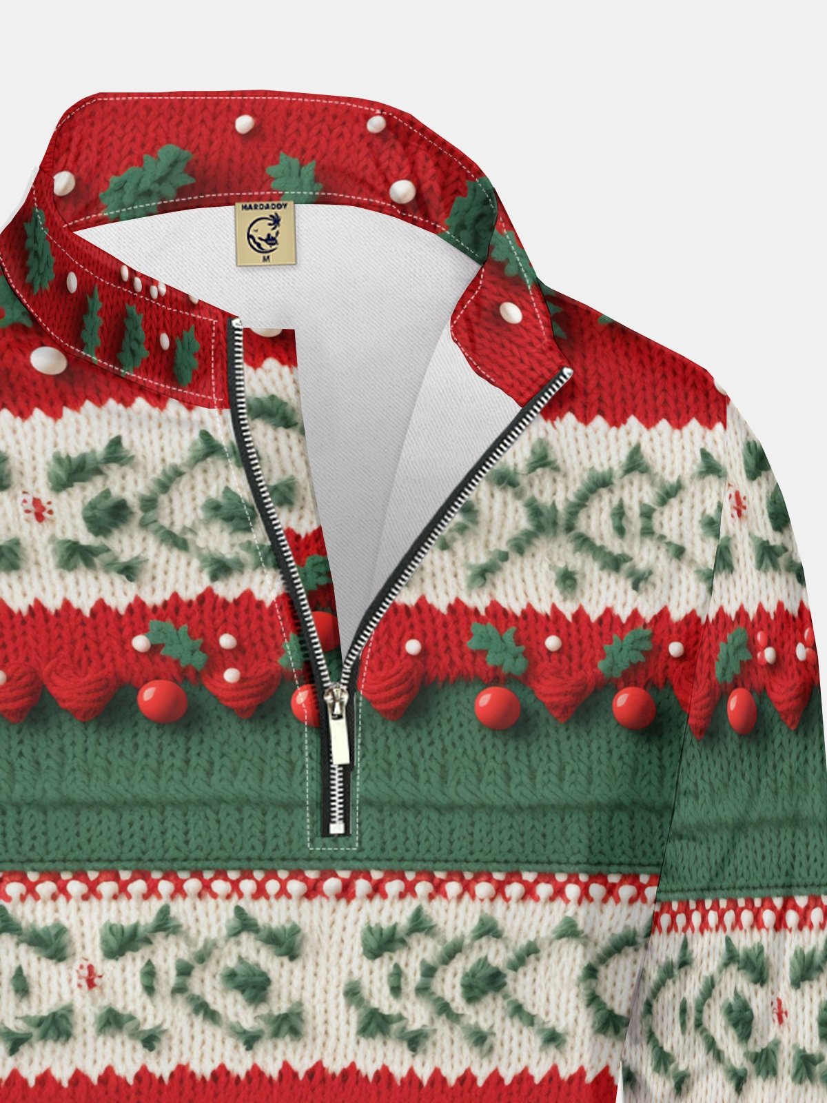 Christmas Classic Retro Texture Half-zip Pullover Ugly Sweatshirt