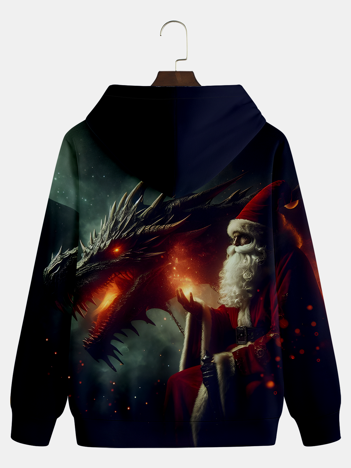 Christmas Dragon and Santa Claus Hoodie Sweatshirt